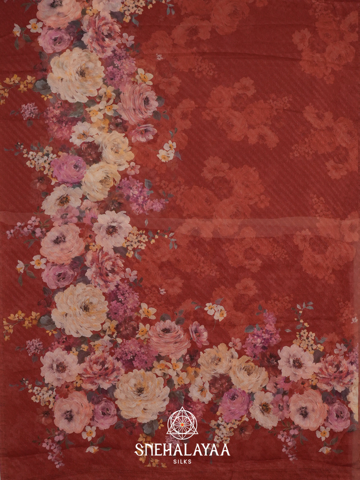 Burnt Orange Chiffon Saree