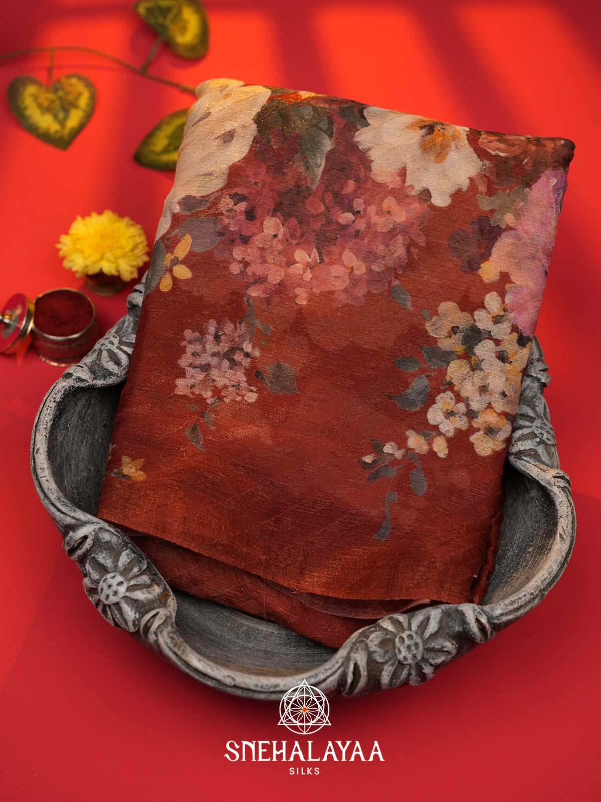 Maroon Chiffon Saree