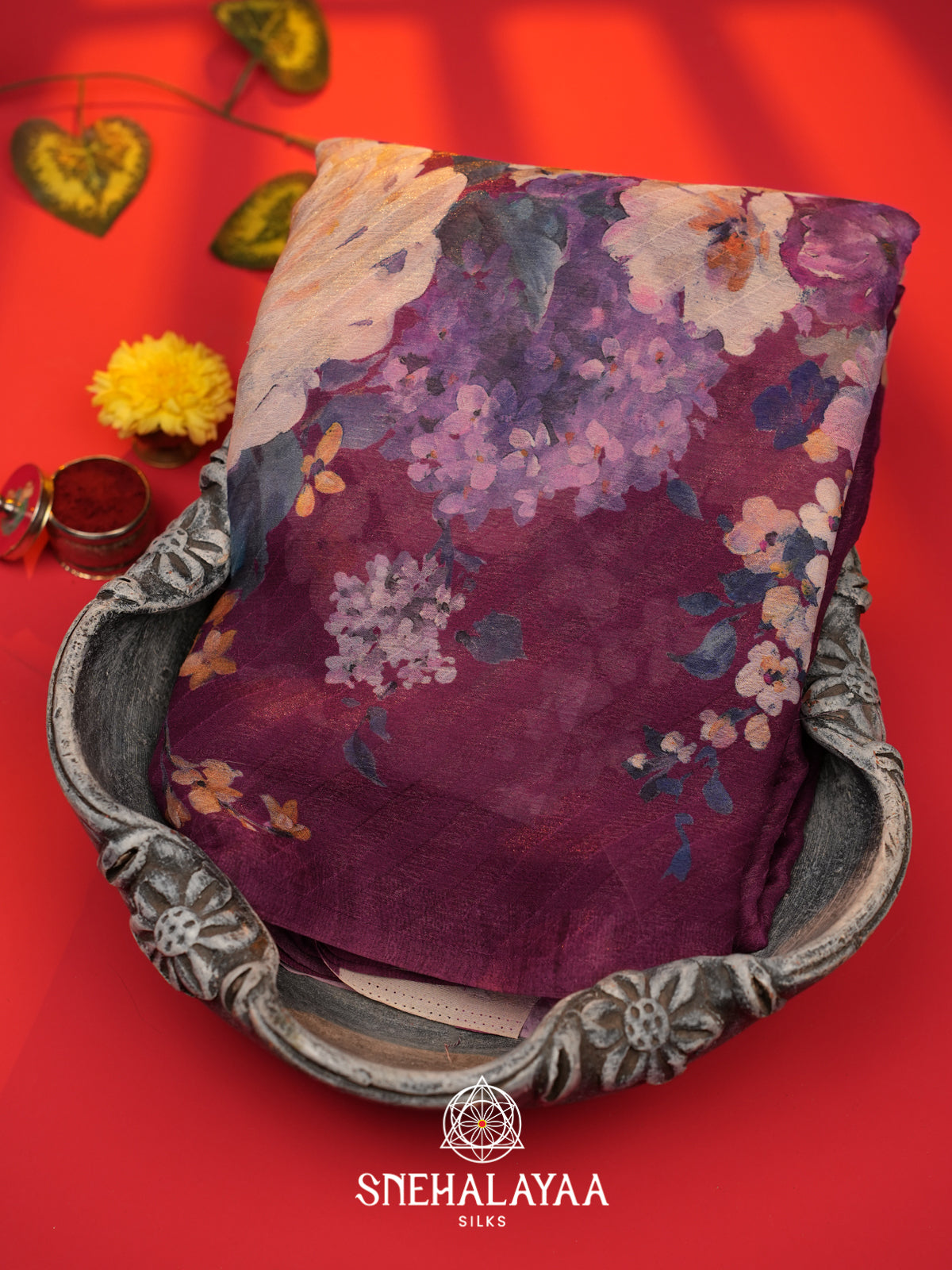 Purple Chiffon Saree