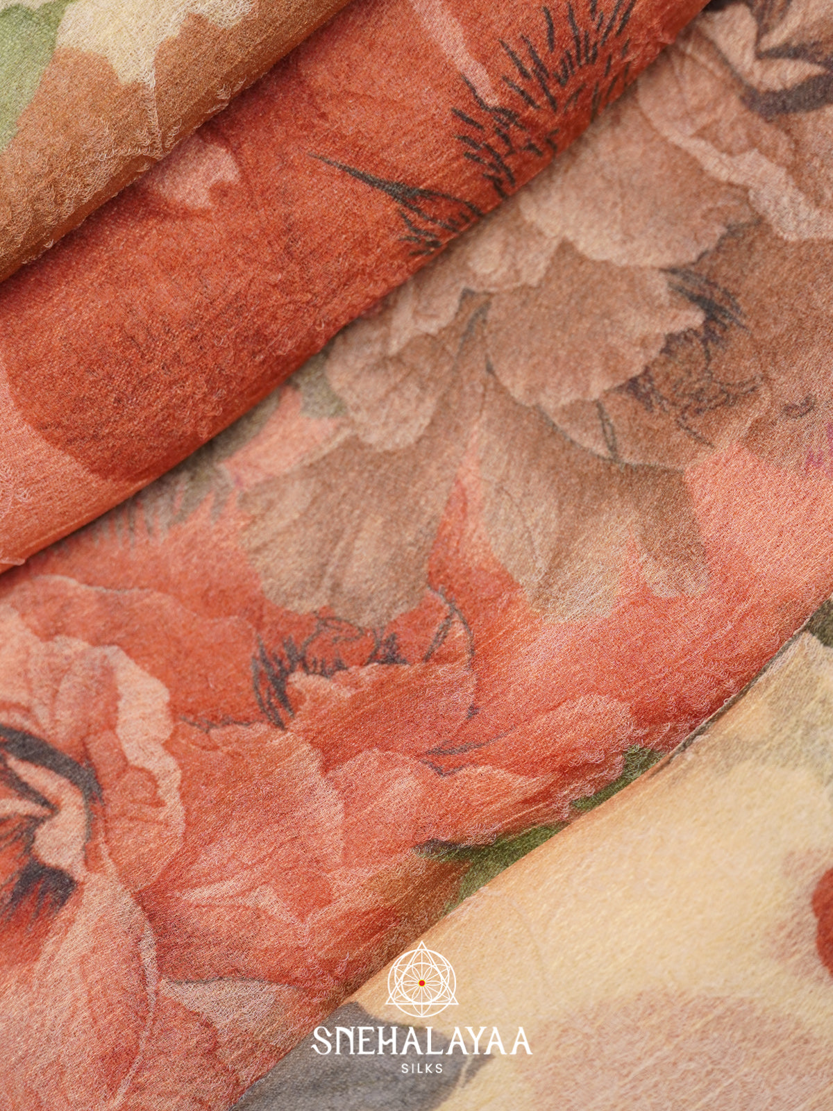 Peach Chiffon Saree