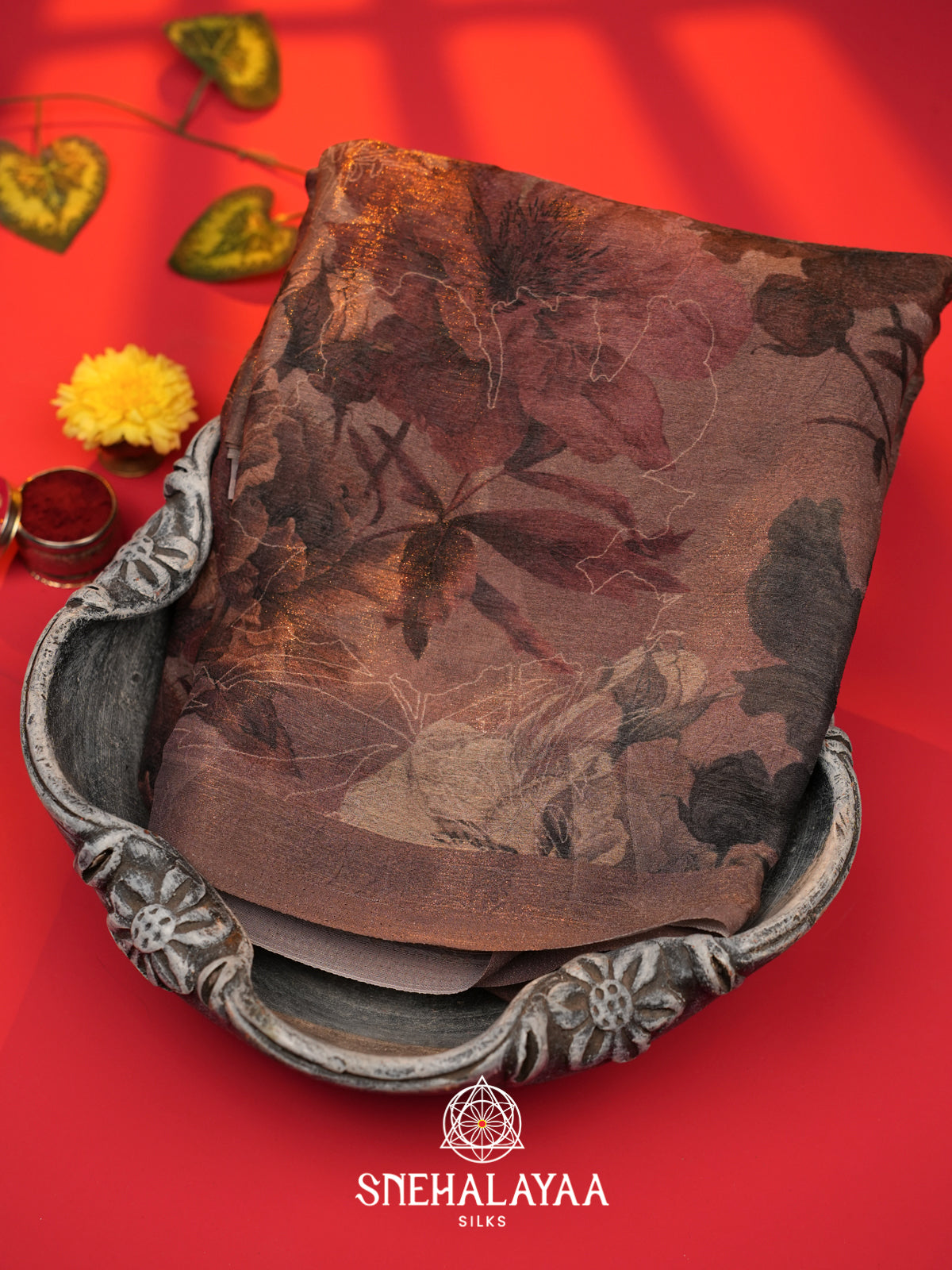 Brown Chiffon Saree