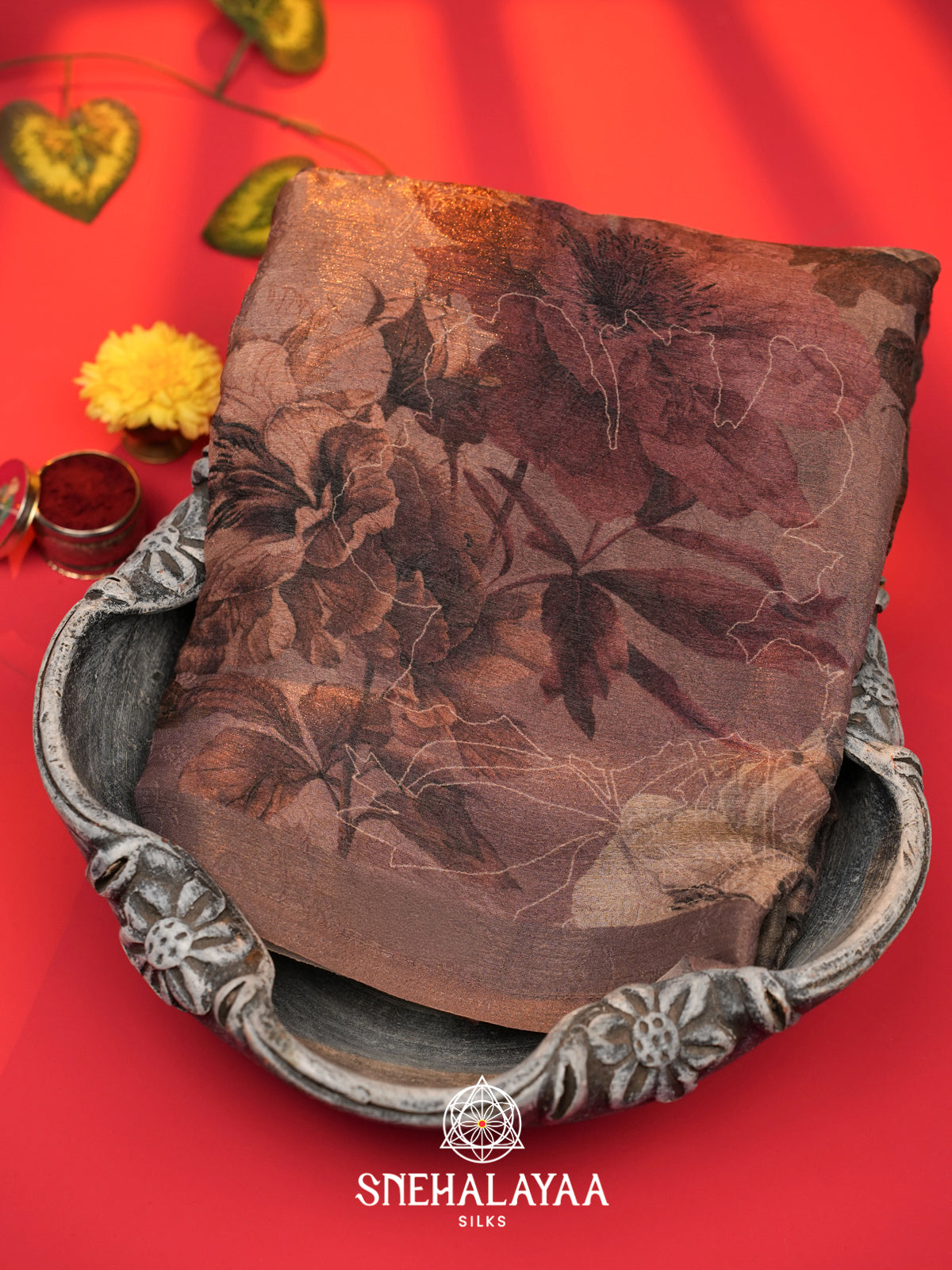 Brown Chiffon Saree
