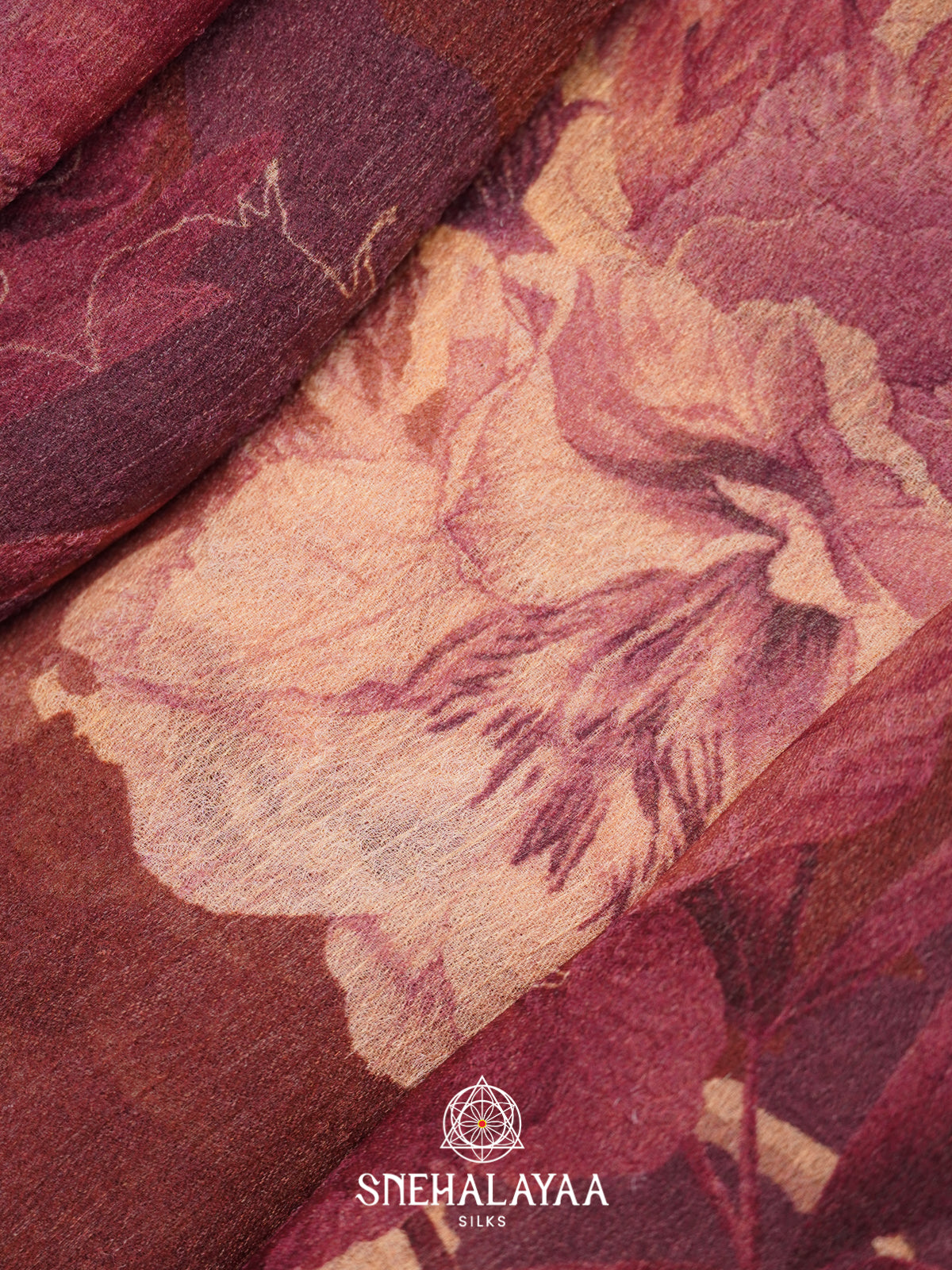 Wine Chiffon Saree