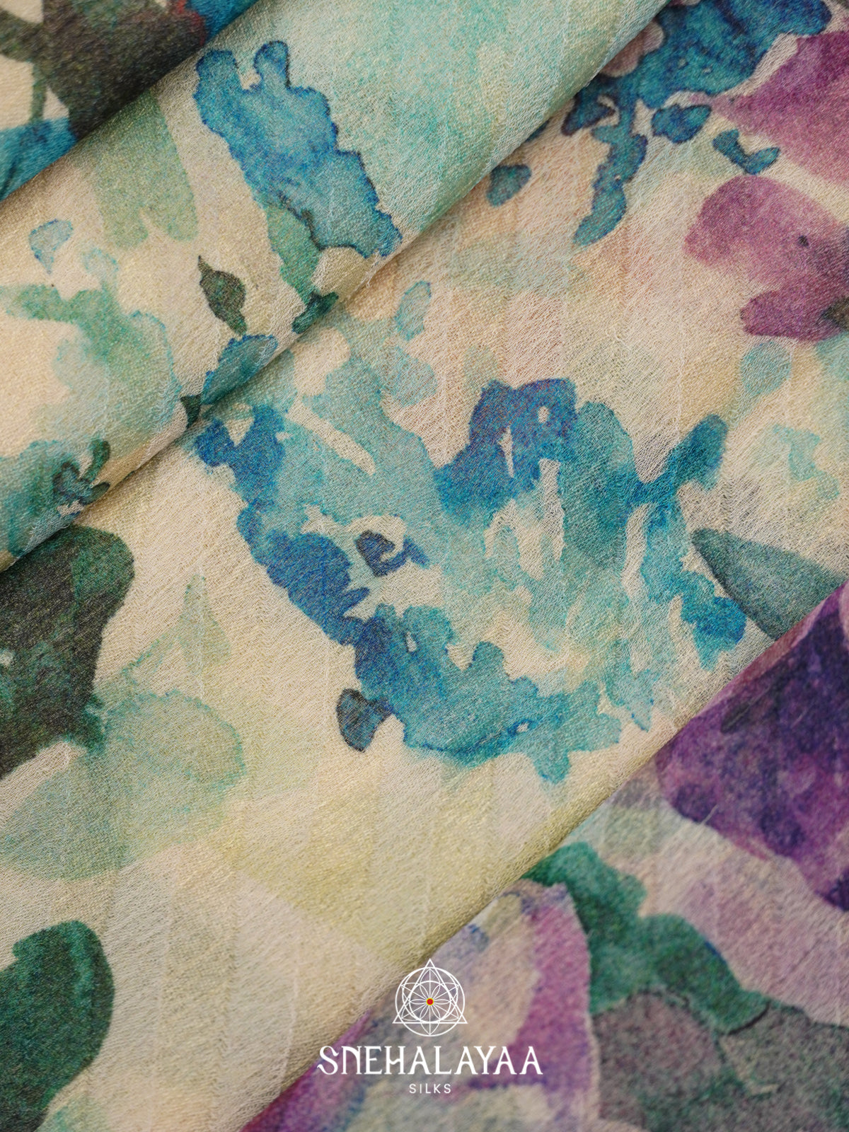 Cream Chiffon Saree