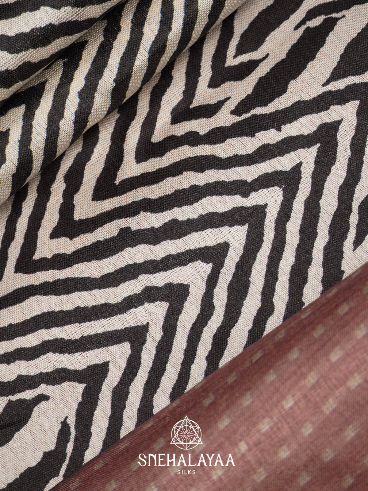 White with Mauve  Tussar Saree