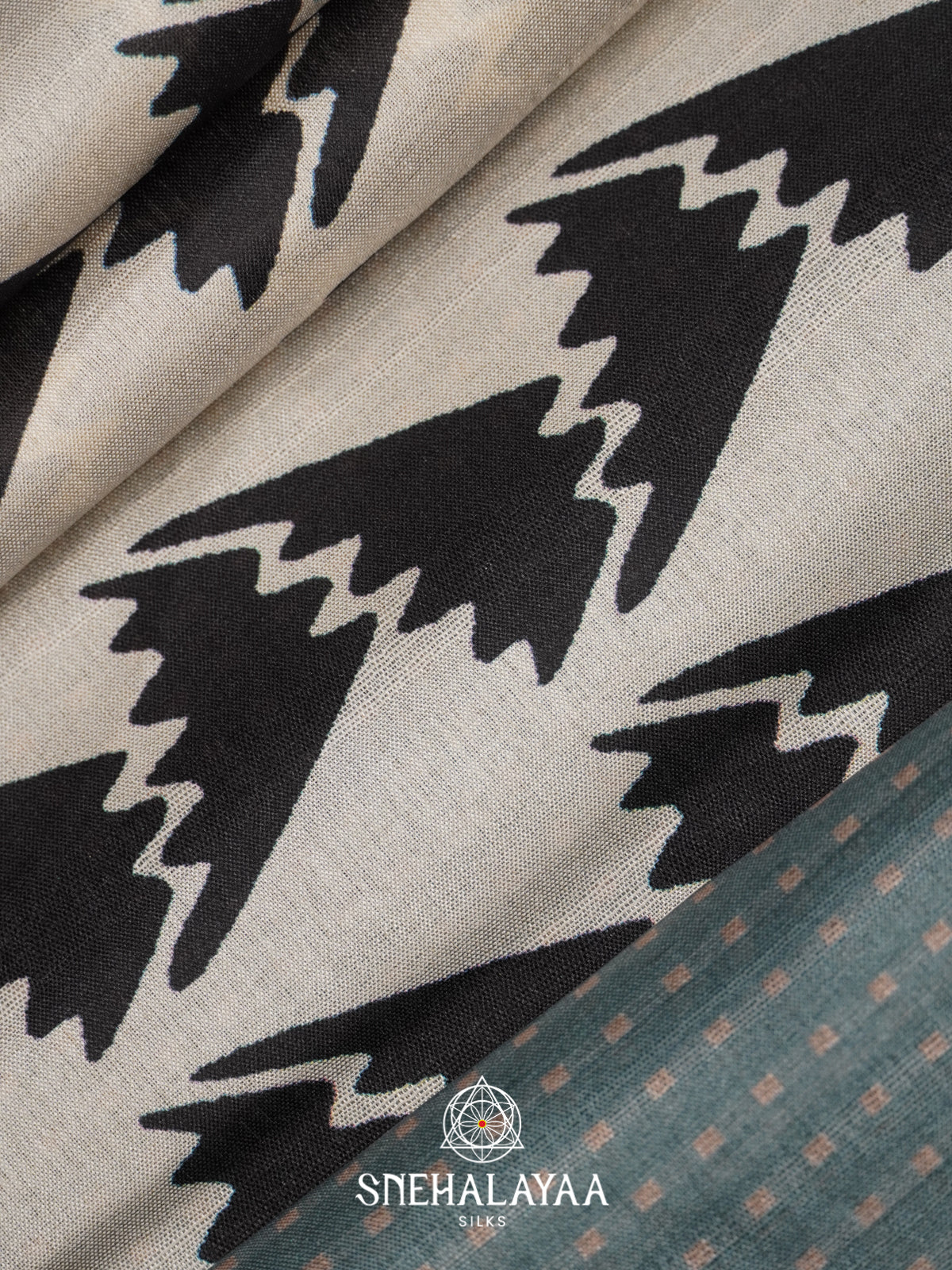 White with Grey  Tussar Saree