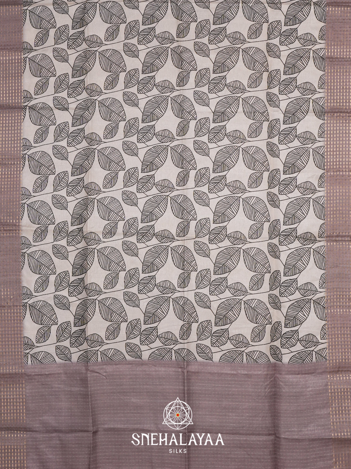White with Grey  Tussar Saree