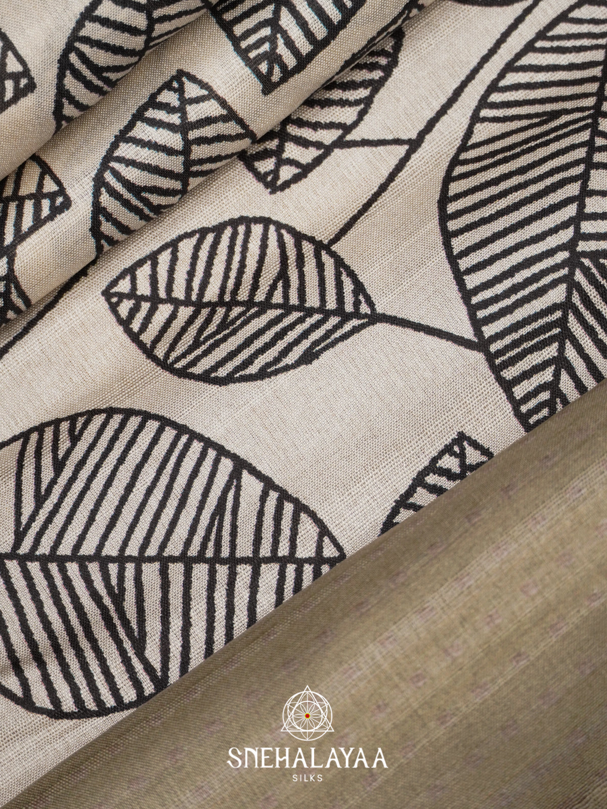 White with Beige  Tussar Saree