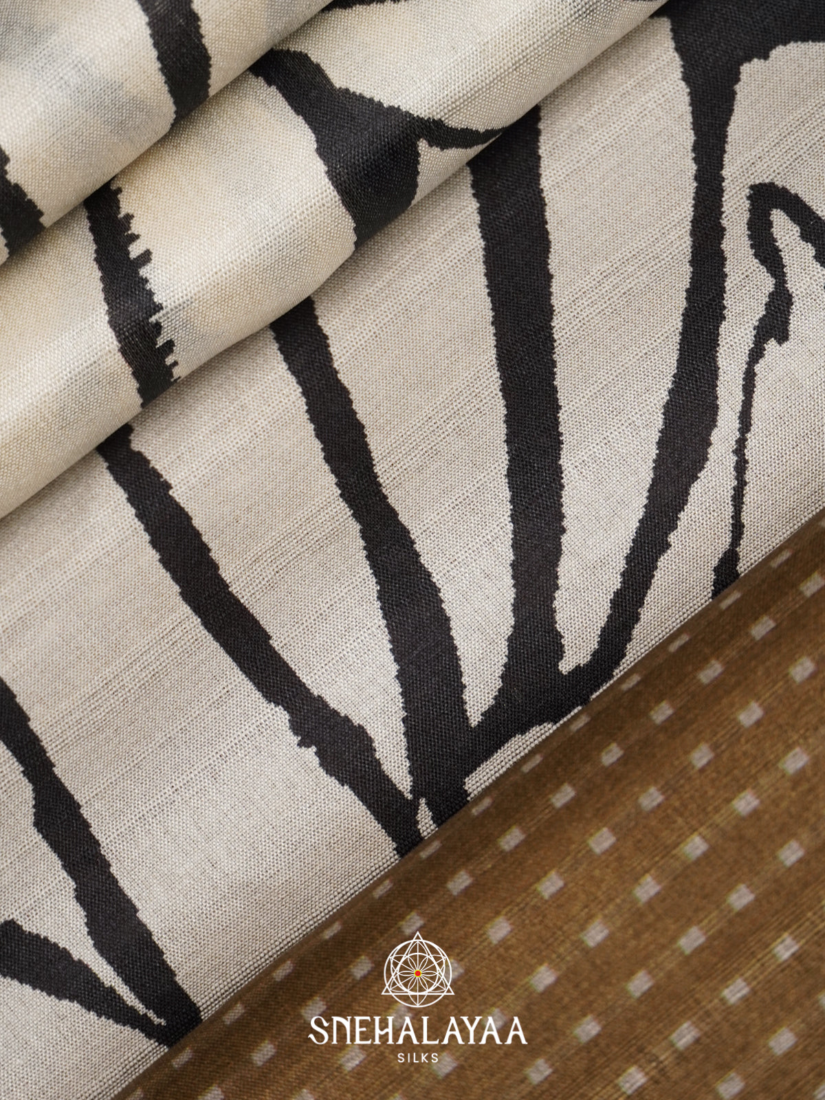 White with Brown  Tussar Saree