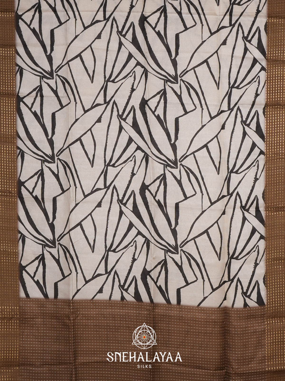 White with Brown  Tussar Saree