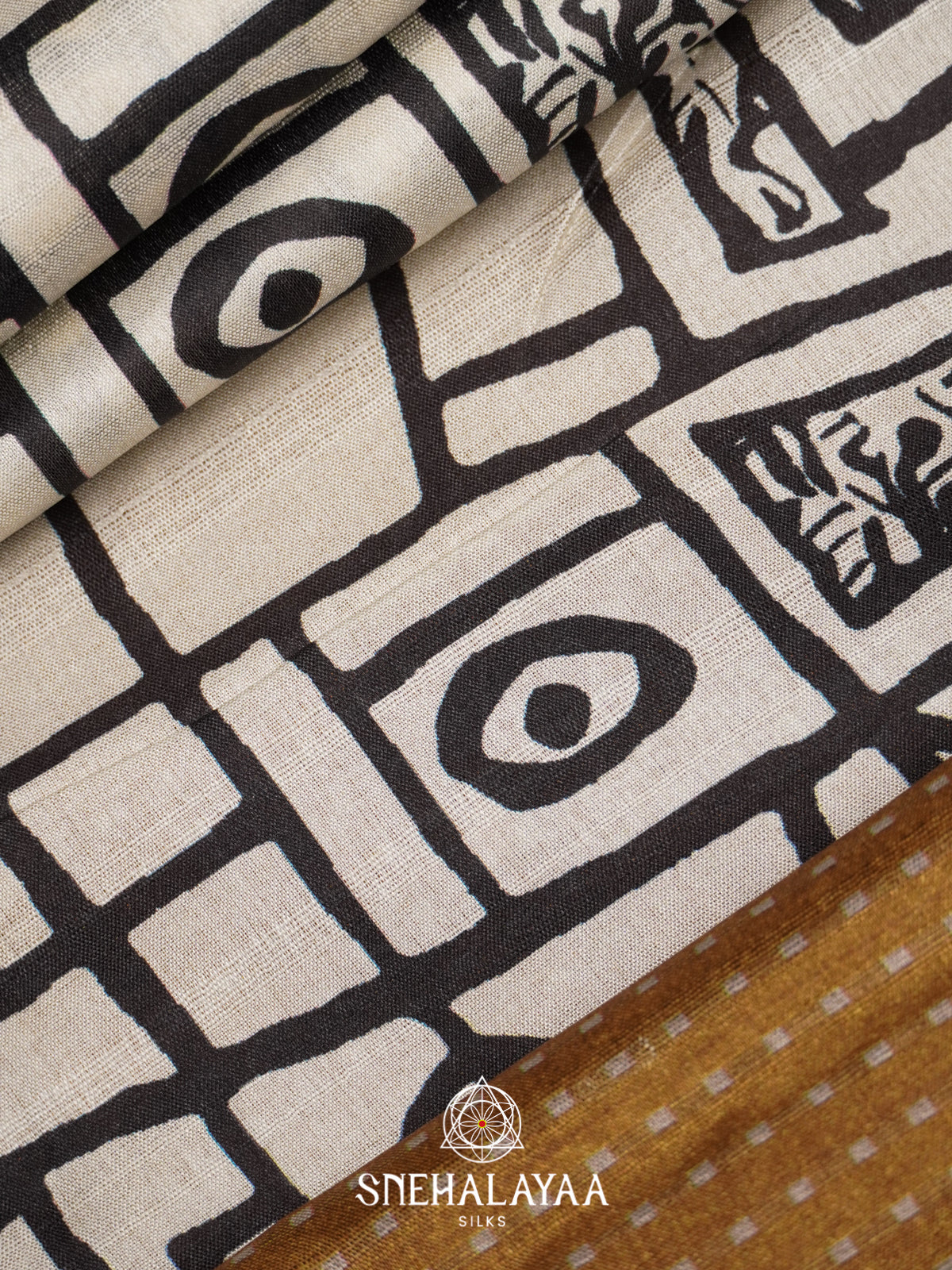 White with Brown  Tussar Saree