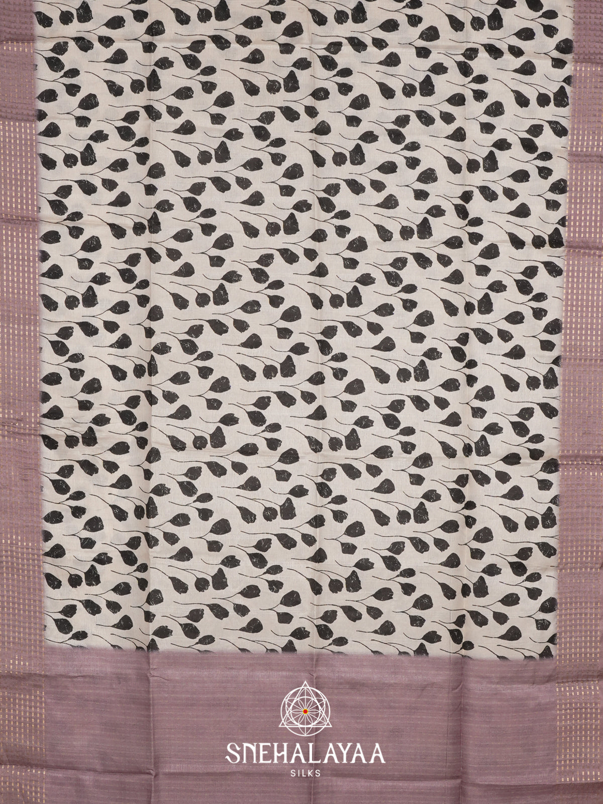 White with Mauve  Tussar Saree