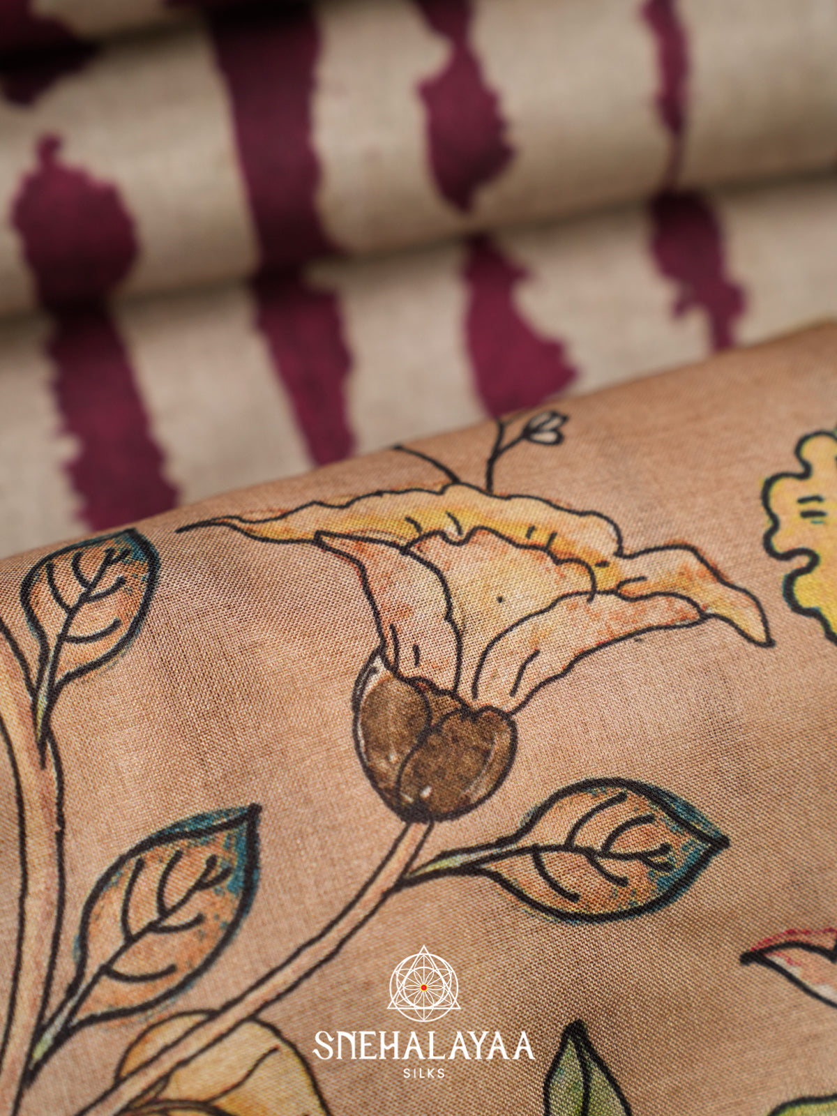 Cream with Magenta  Tussar Saree