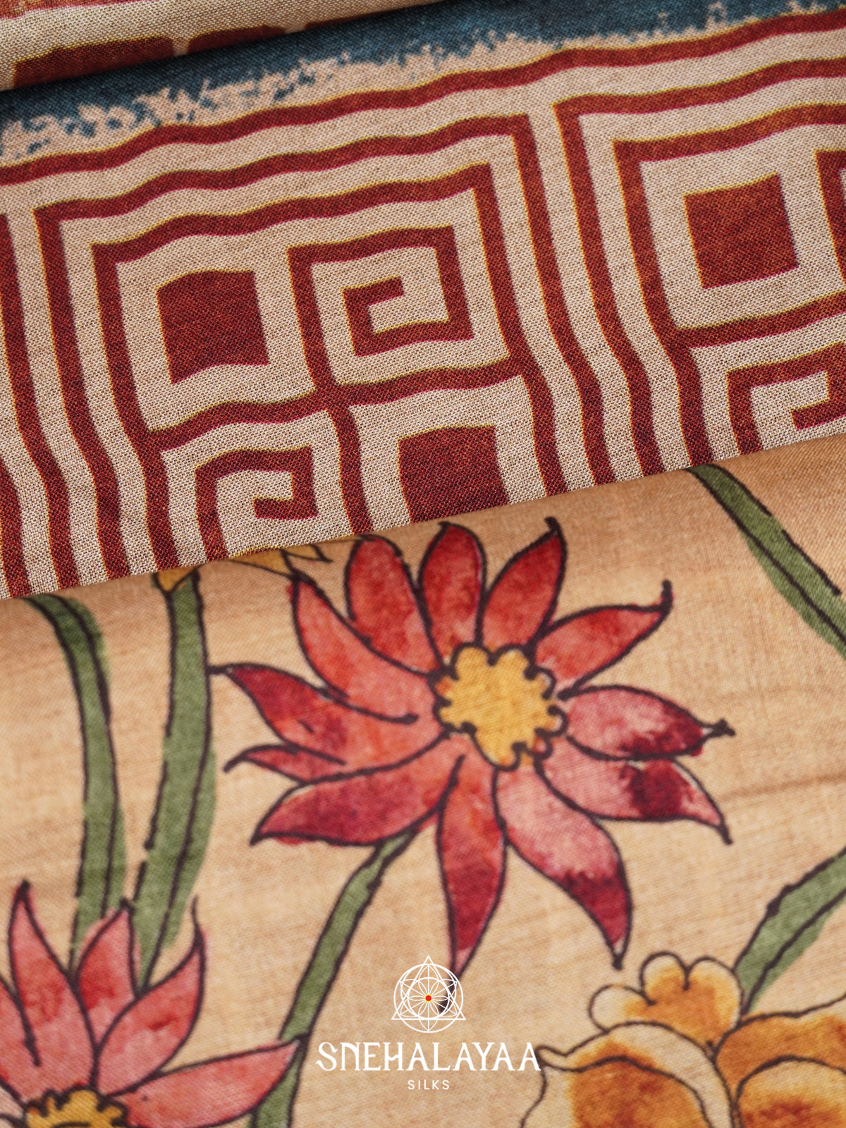 Beige with Brown    Tussar Saree