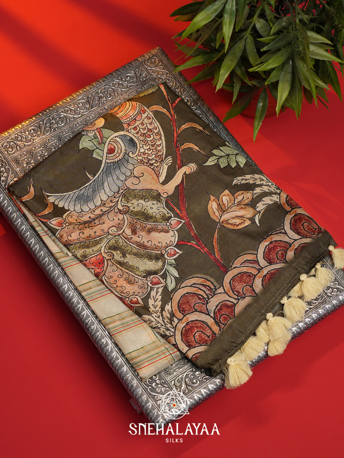 Beige  Tussar Saree