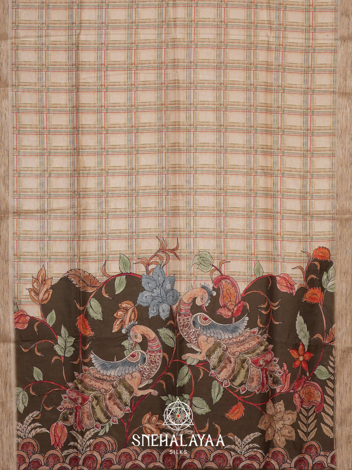 Beige  Tussar Saree