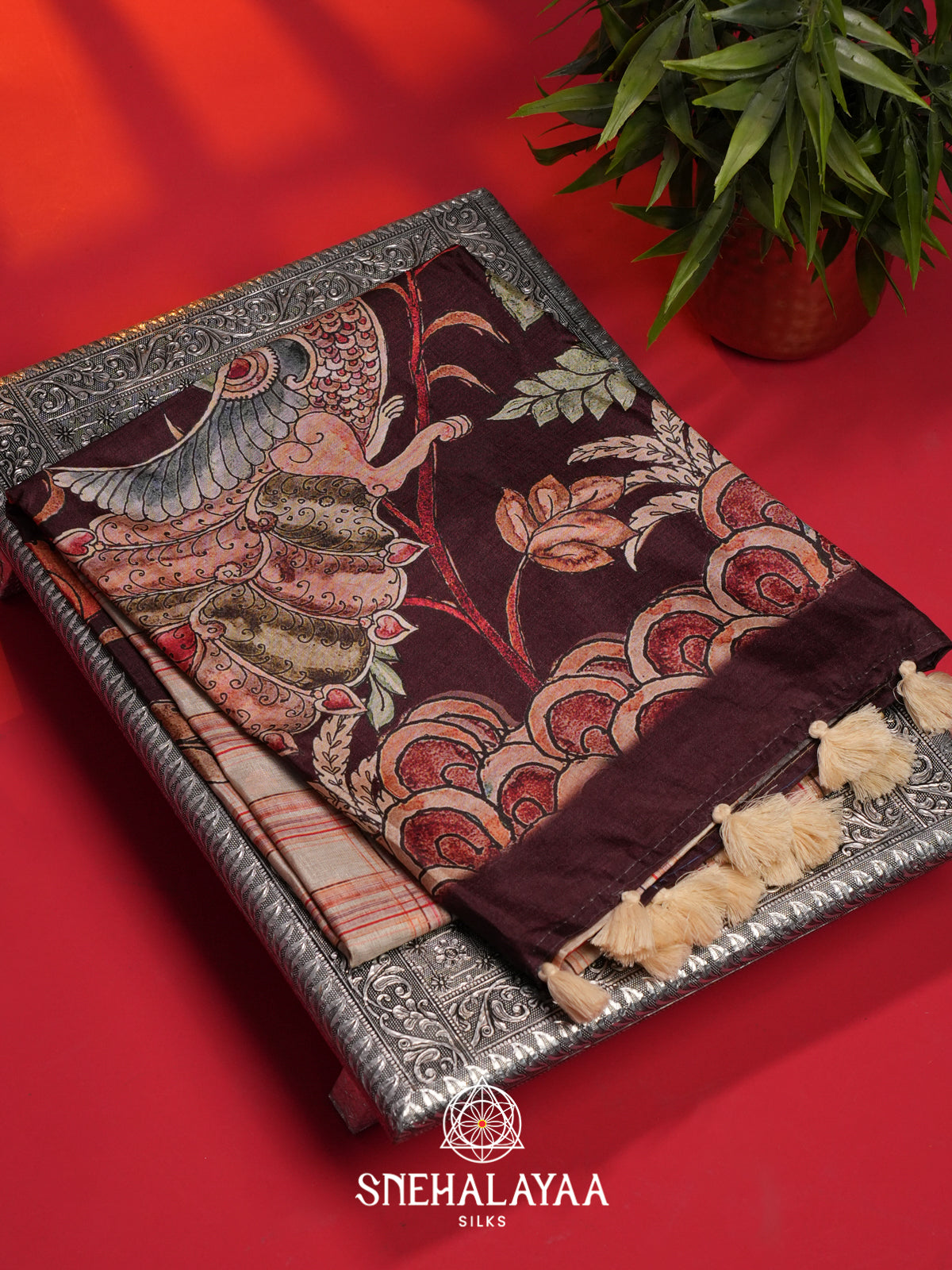 Beige Tussar Saree