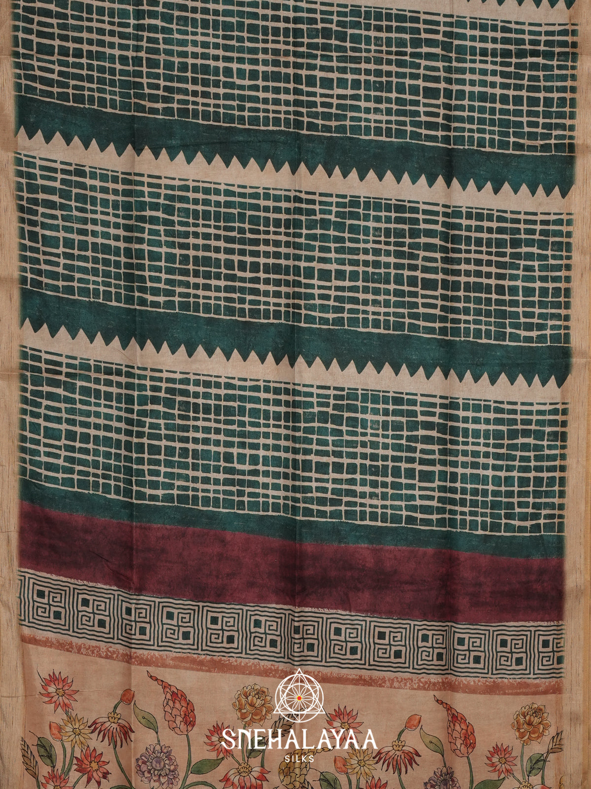 Beige  Tussar Saree