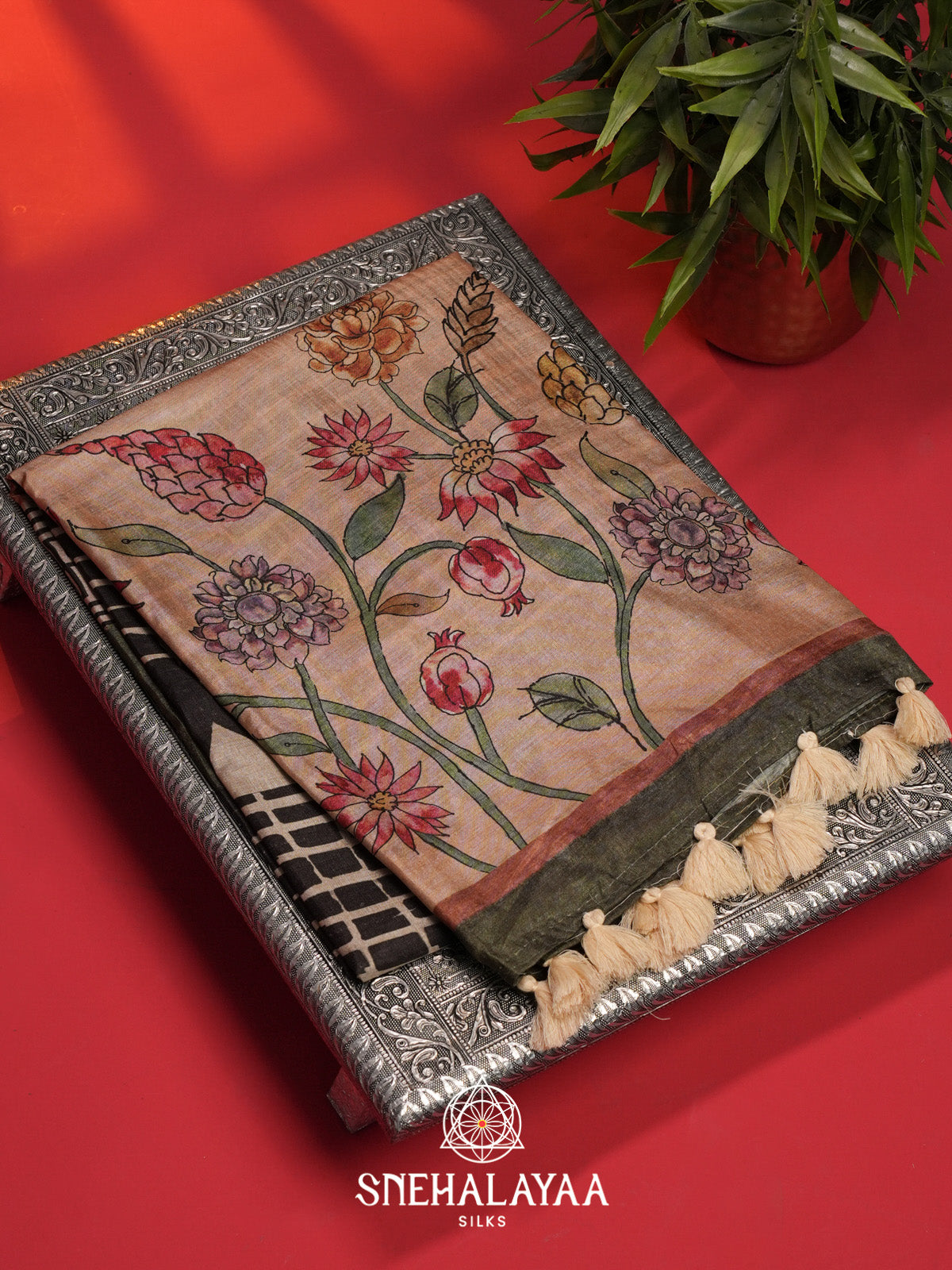 Black Tussar Saree
