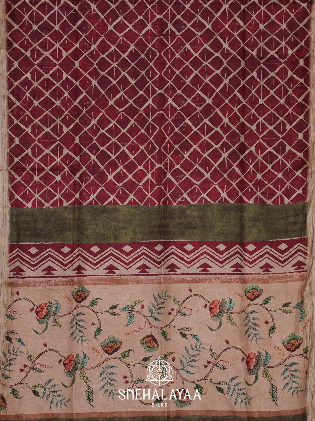 Maroon Tussar Saree
