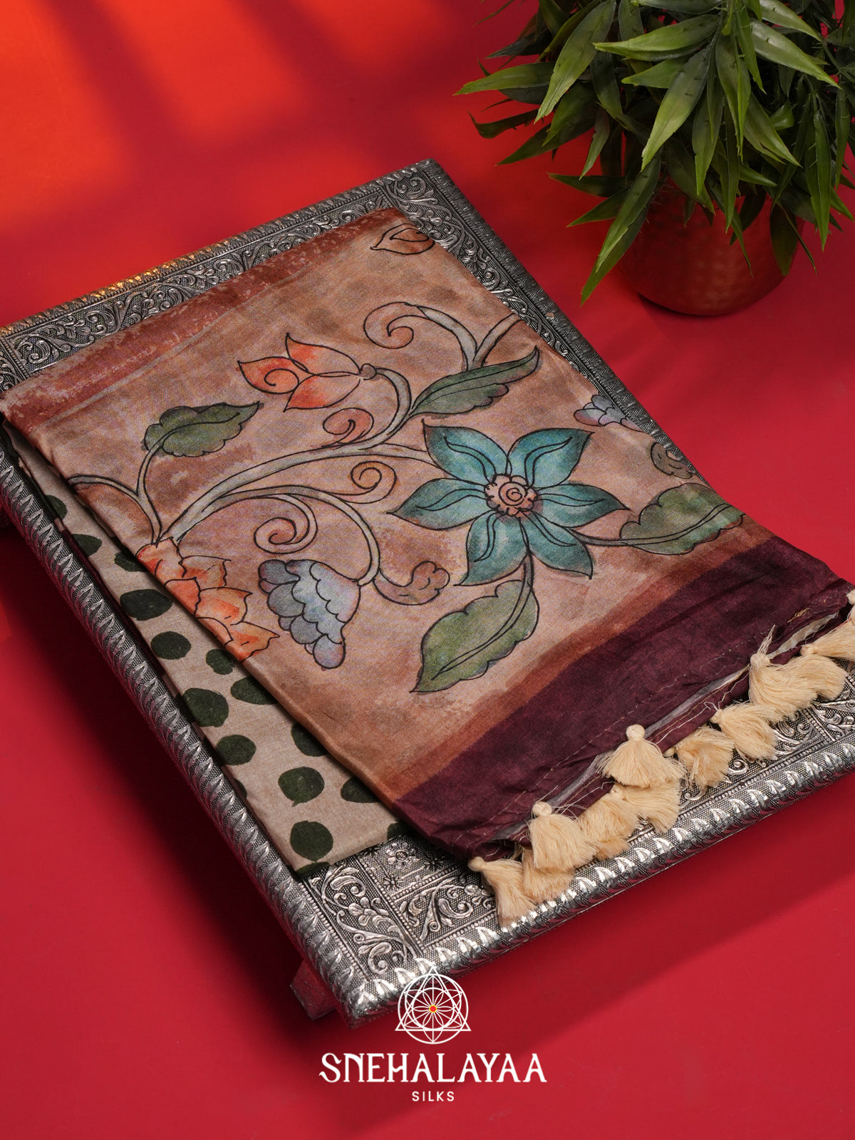 Beige Tussar Saree