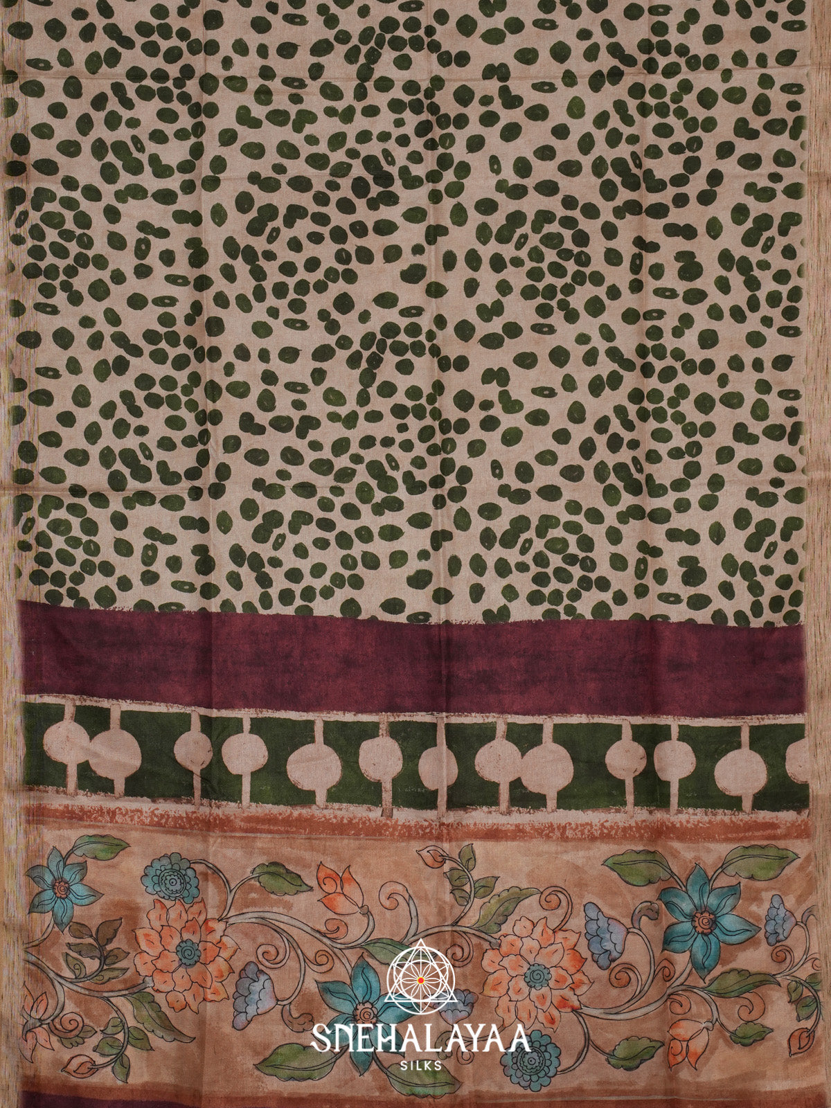 Beige Tussar Saree
