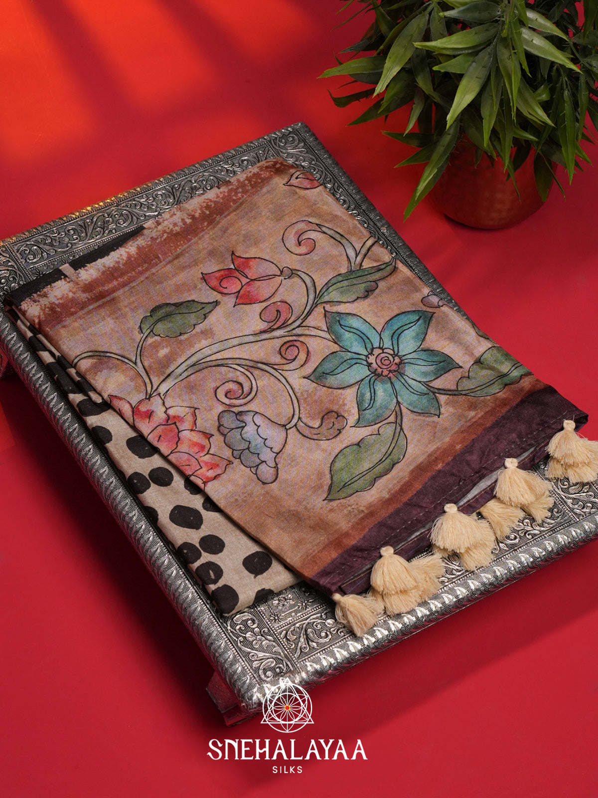 Beige Tussar Saree