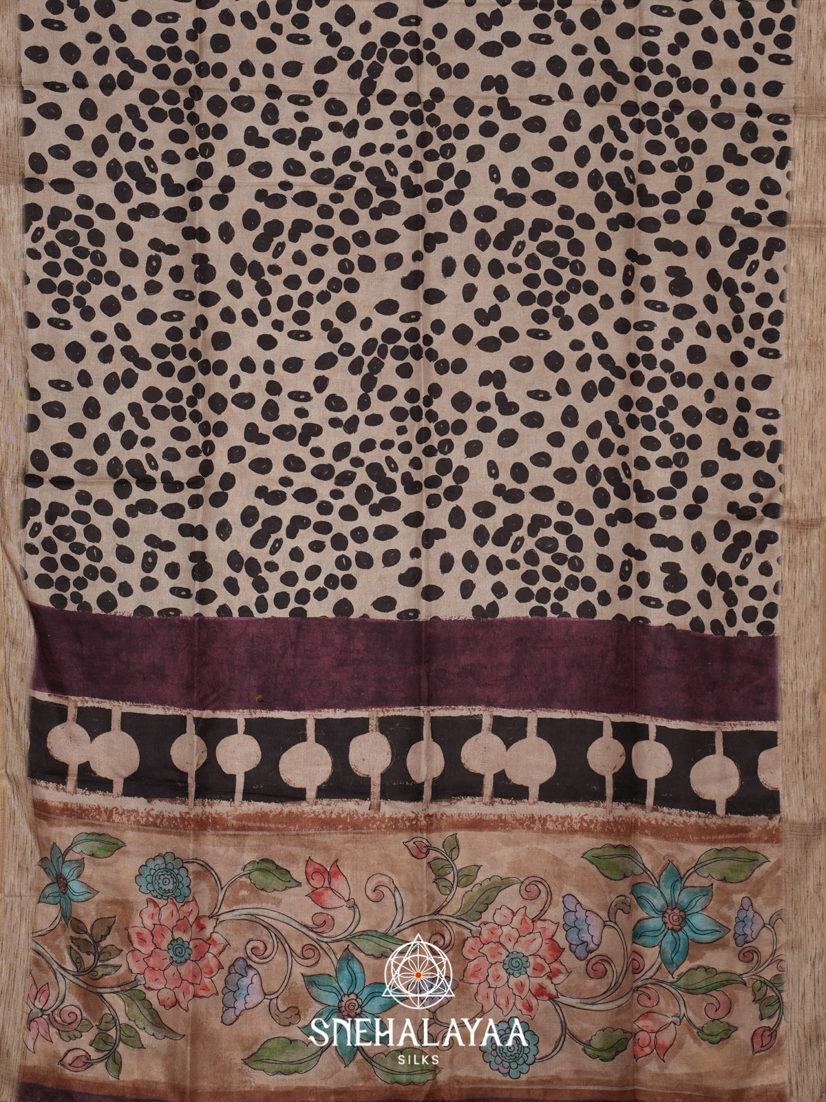 Beige Tussar Saree