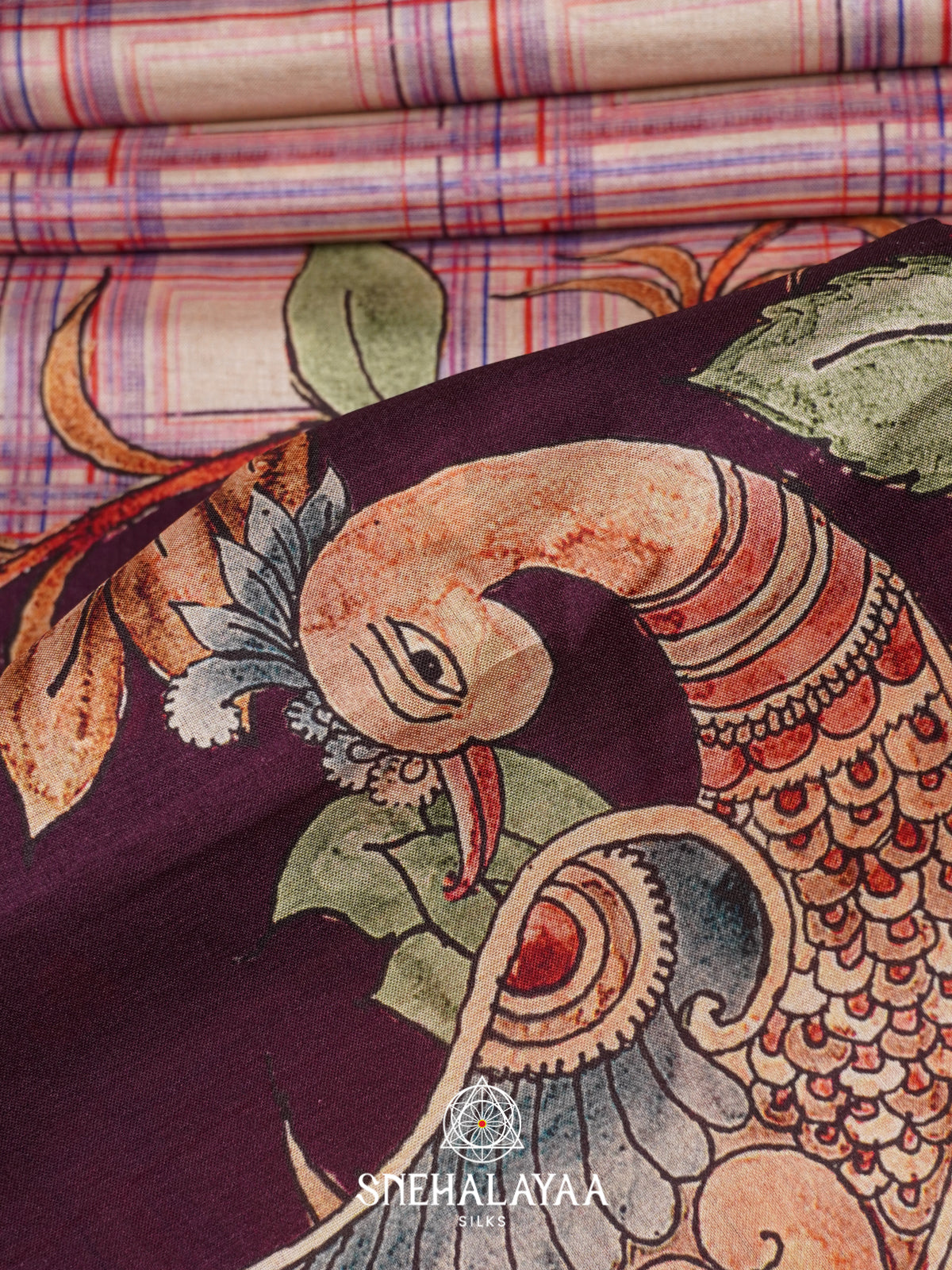 White with Purple  Tussar Saree