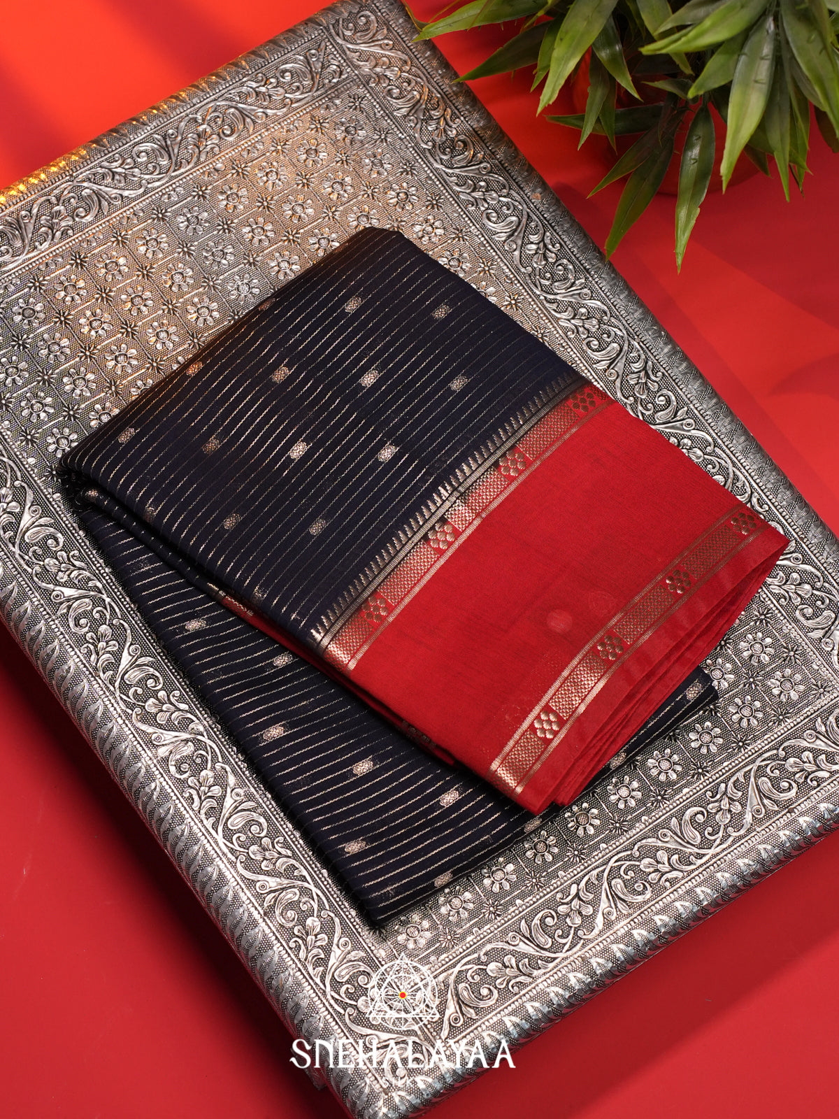 Navy Blue  Chanderi Saree