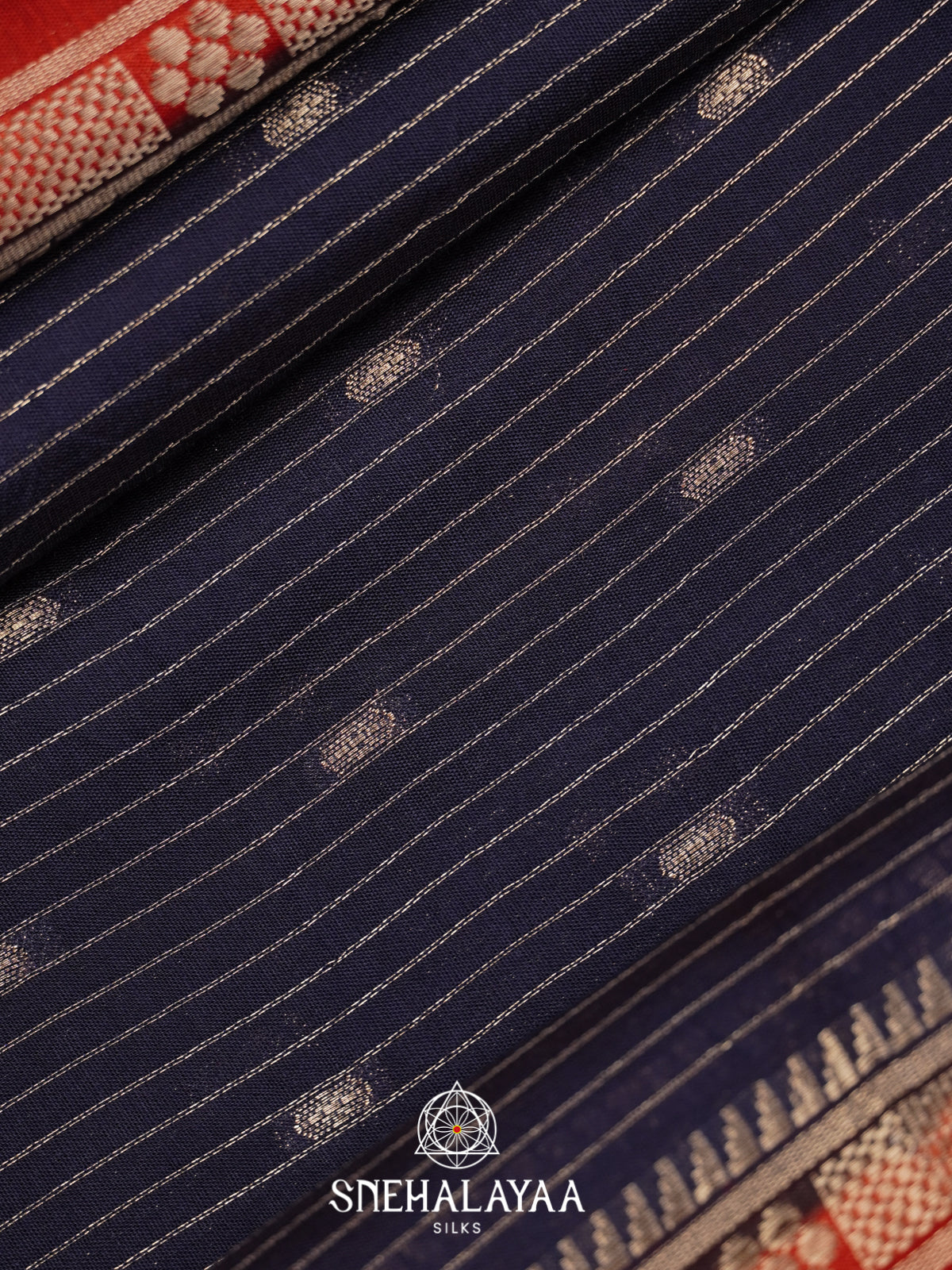 Navy Blue  Chanderi Saree