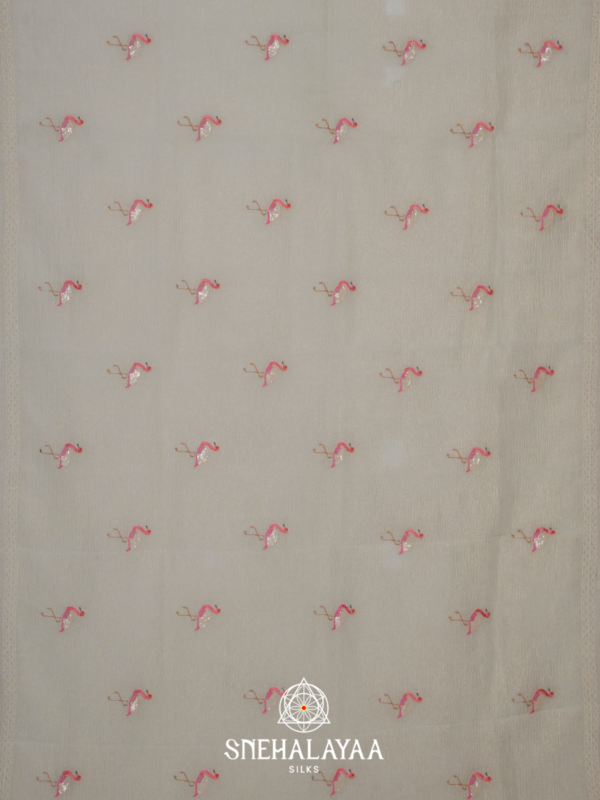 Off White Crushed Tissue Saree