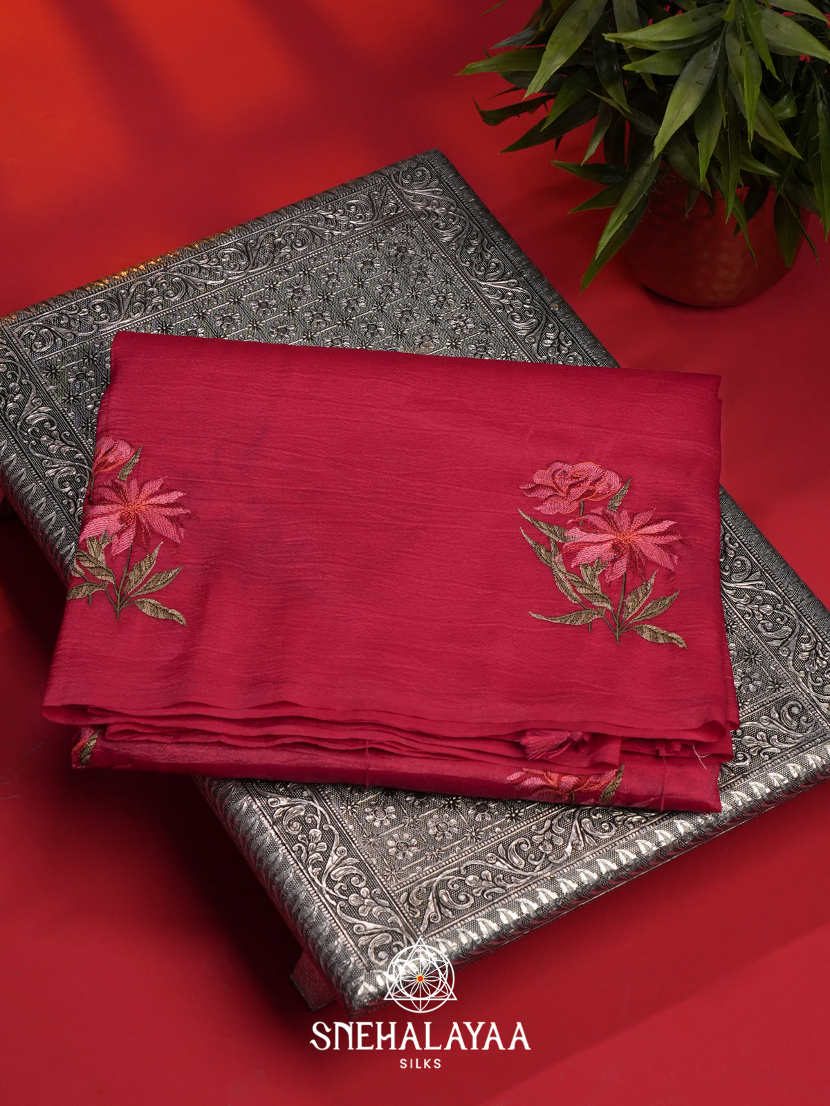 Pink Crushed Tissue Saree
