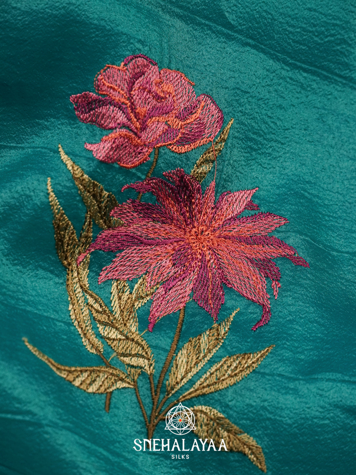Sea Green Crushed Tissue Saree