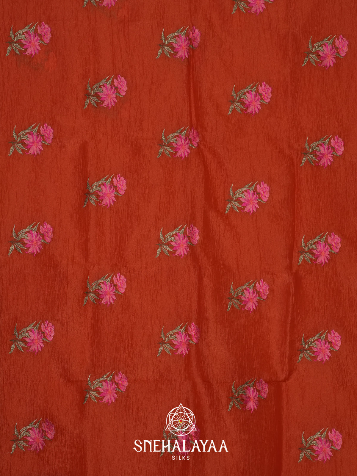Orange Crushed Tissue Saree