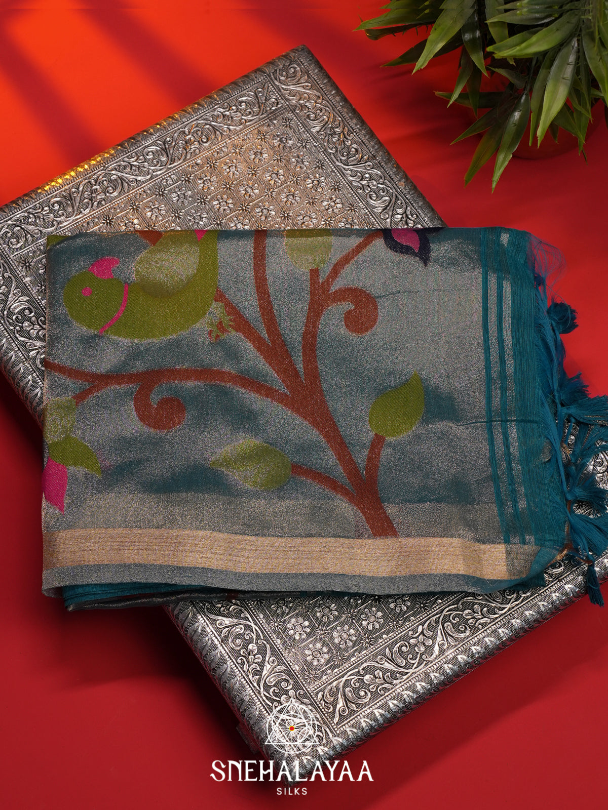 Ramar Green  Matka Tussar Saree with Paithani Pallu