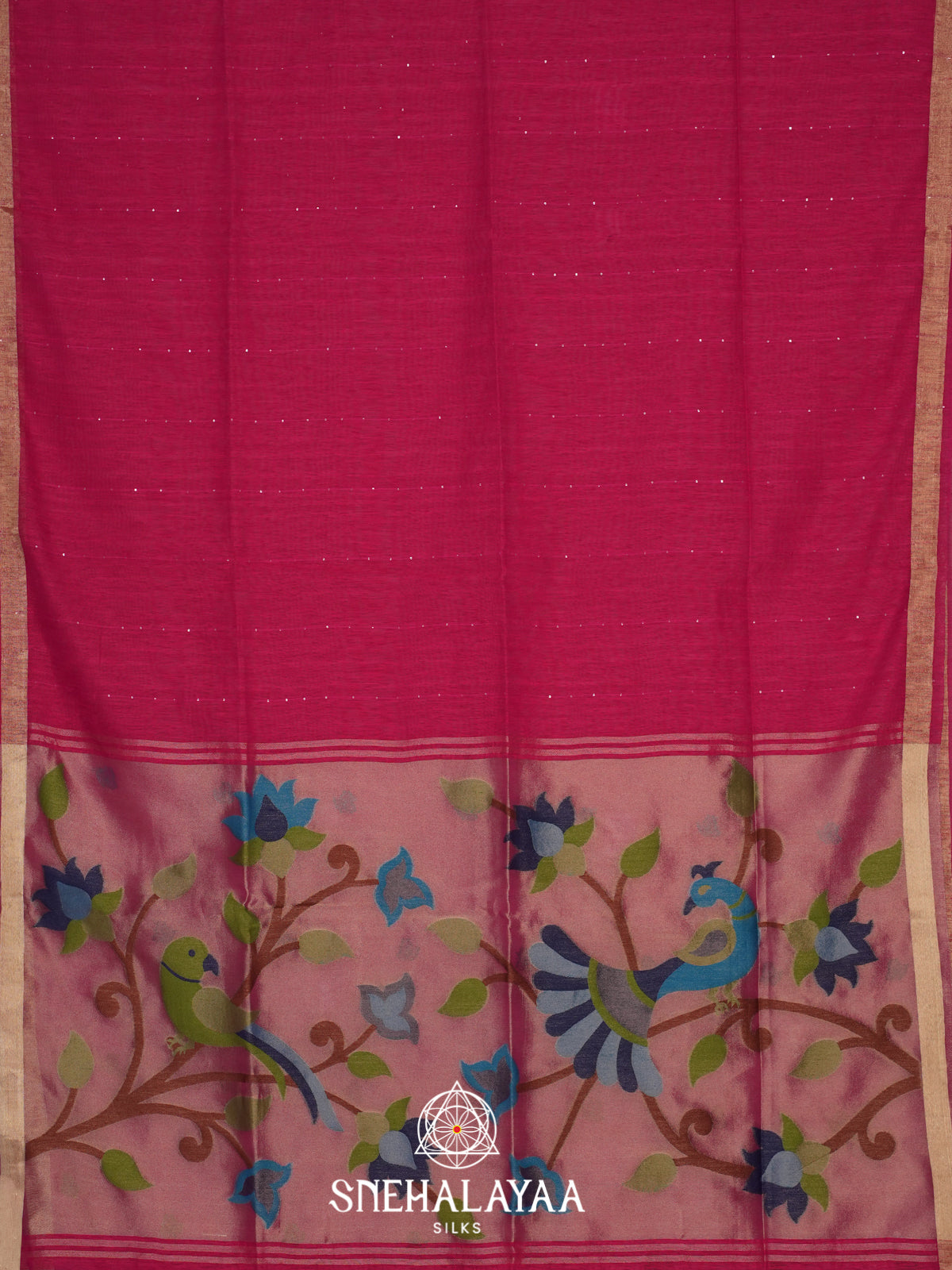 Magenta  Matka Tussar Saree with Paithani Pallu
