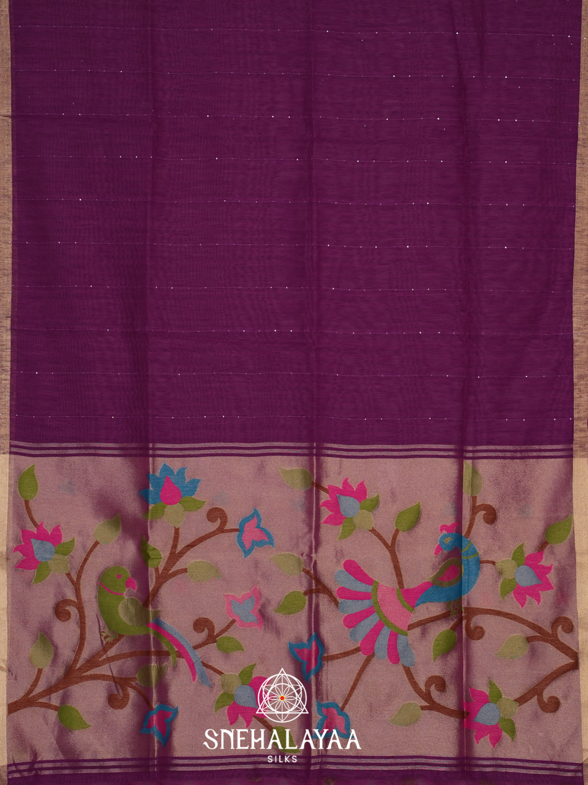 Purple  Matka Tussar Saree with Paithani Pallu