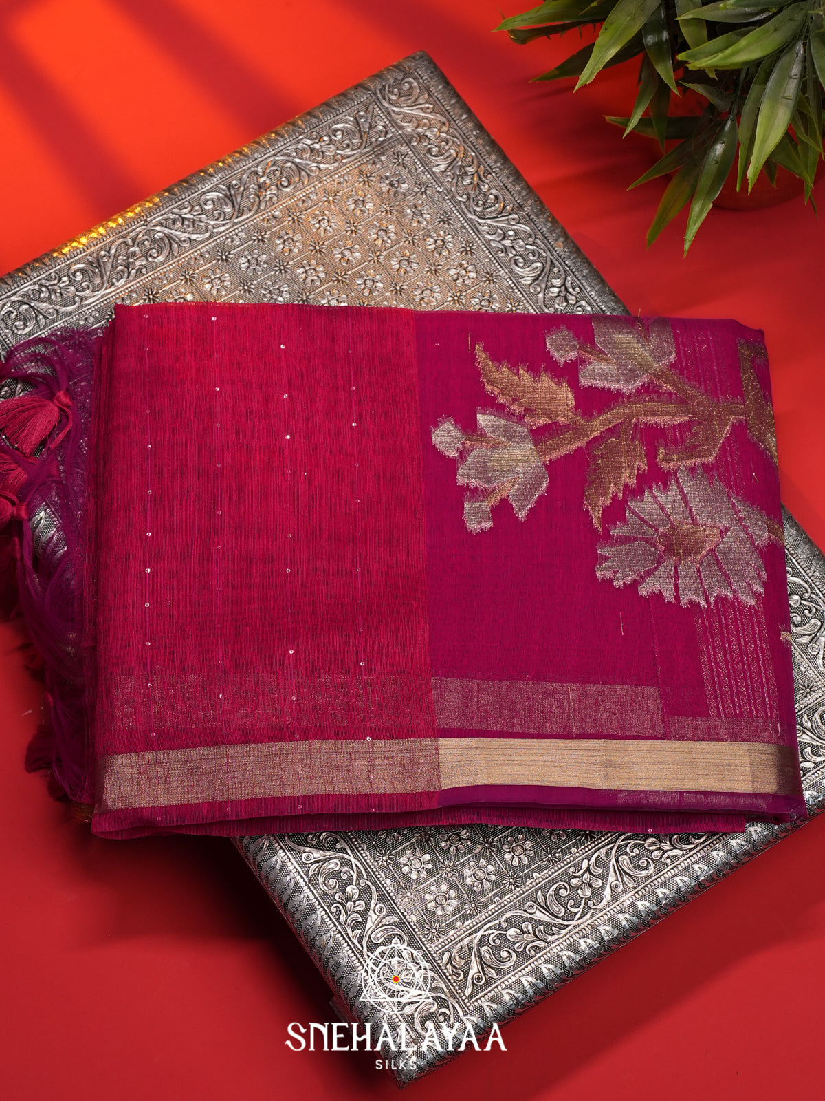Pink  Matka Tussar Saree with Paithani Pallu