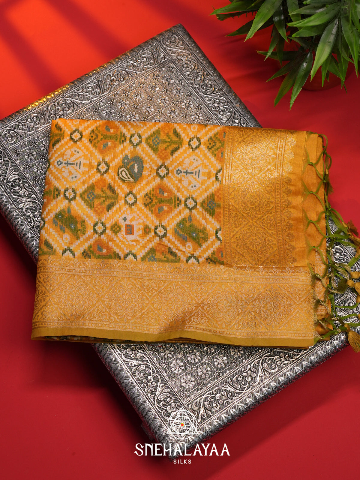 Mustard Yellow  Tussar Saree