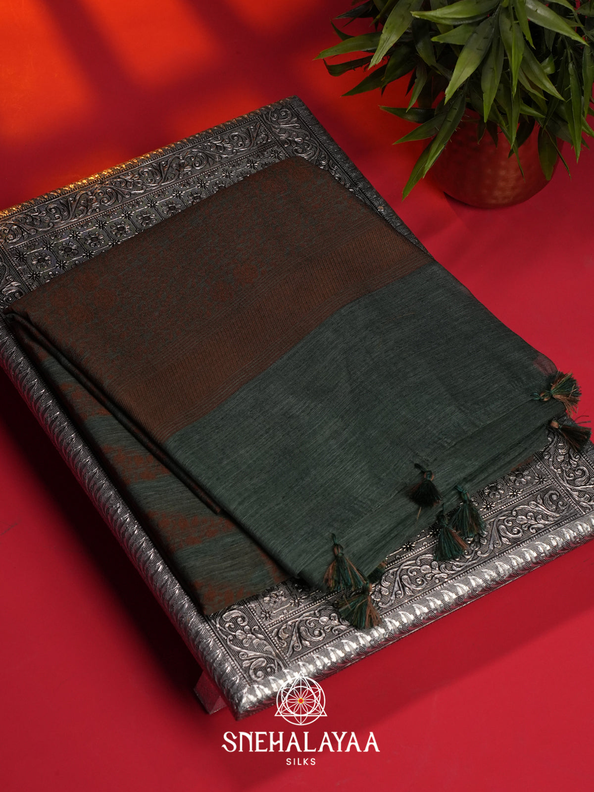 Brown Linen Saree