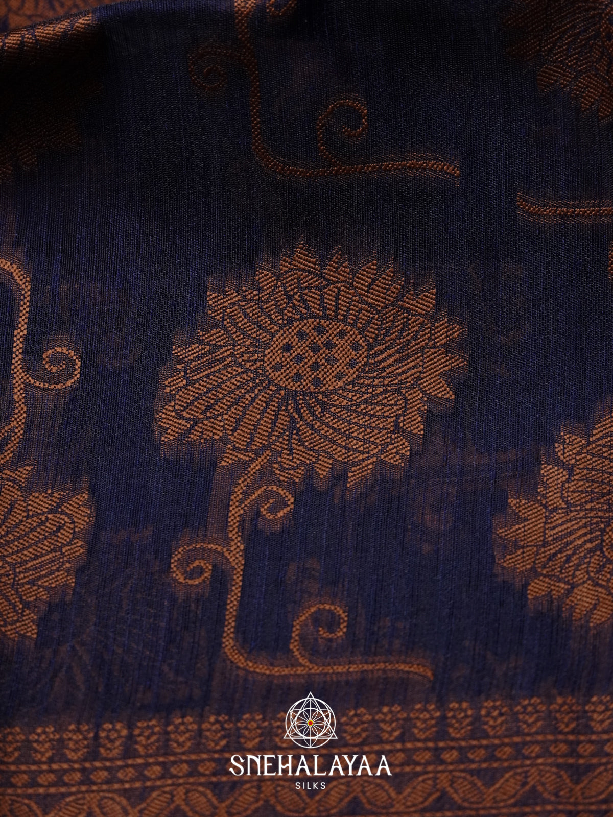 Navy Blue Linen Saree