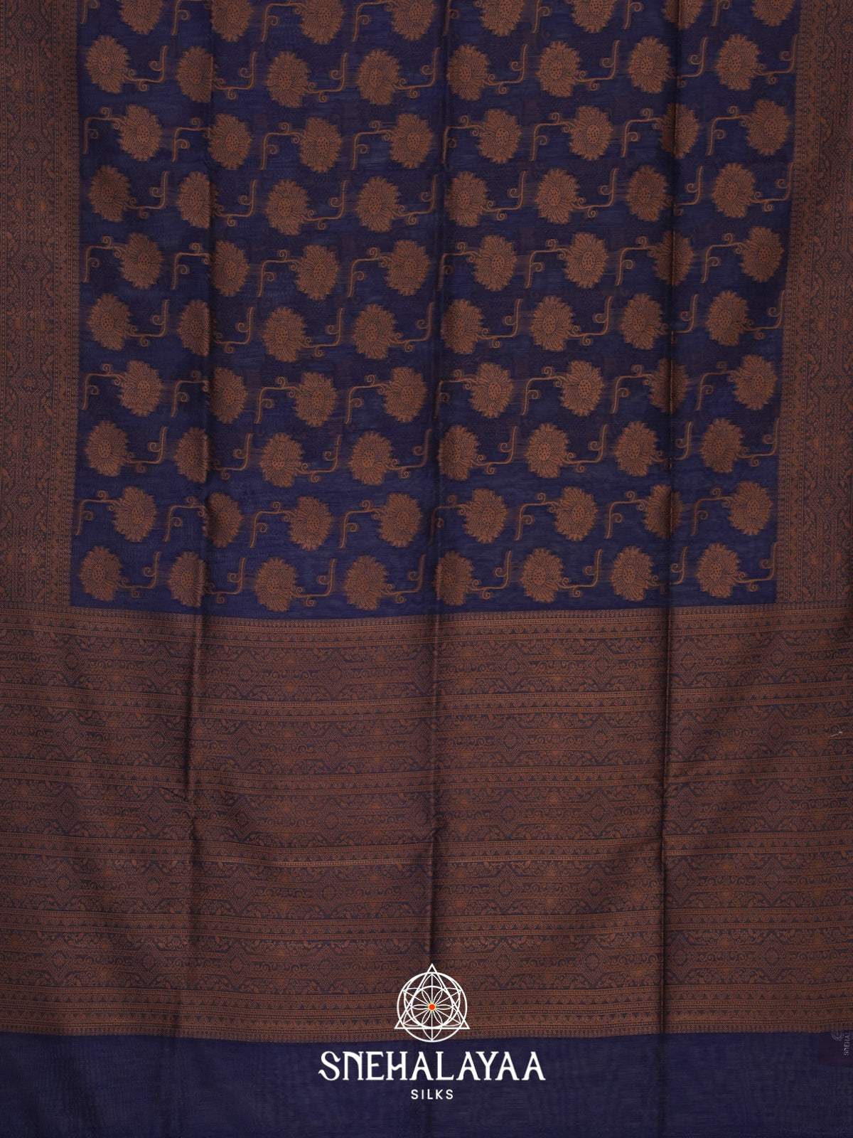 Navy Blue Linen Saree