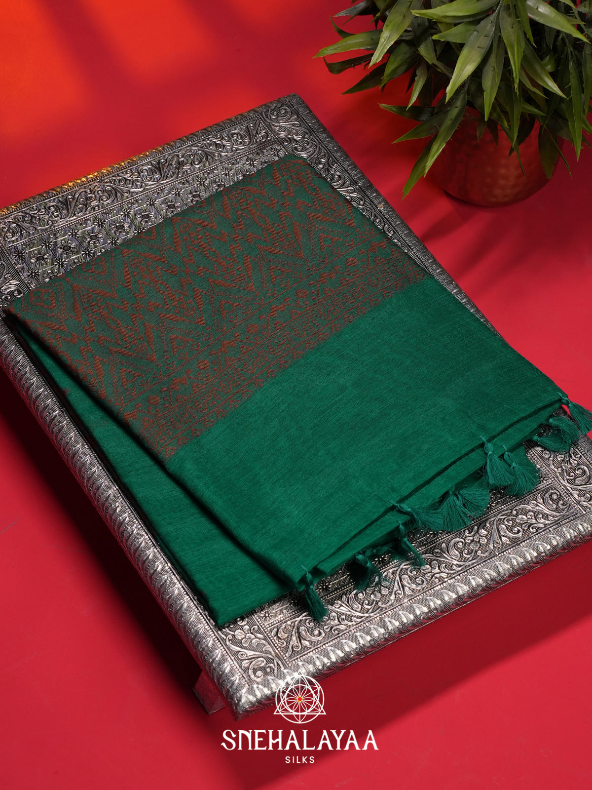 Peacock Green Linen Saree