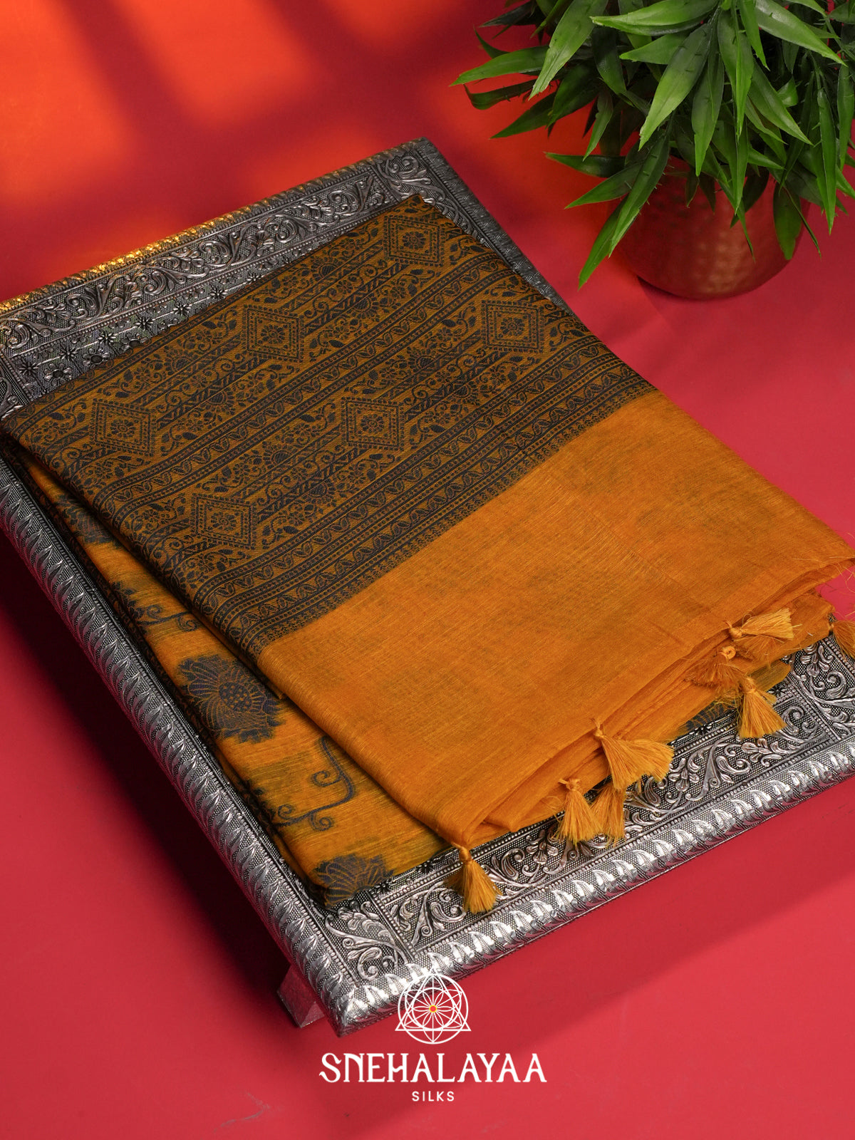 Yellow Linen Saree