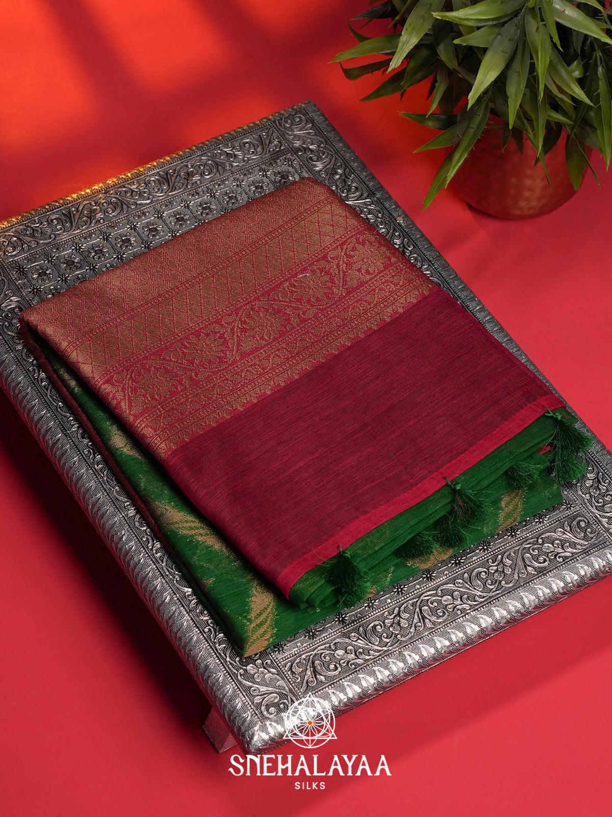 Green Linen Saree