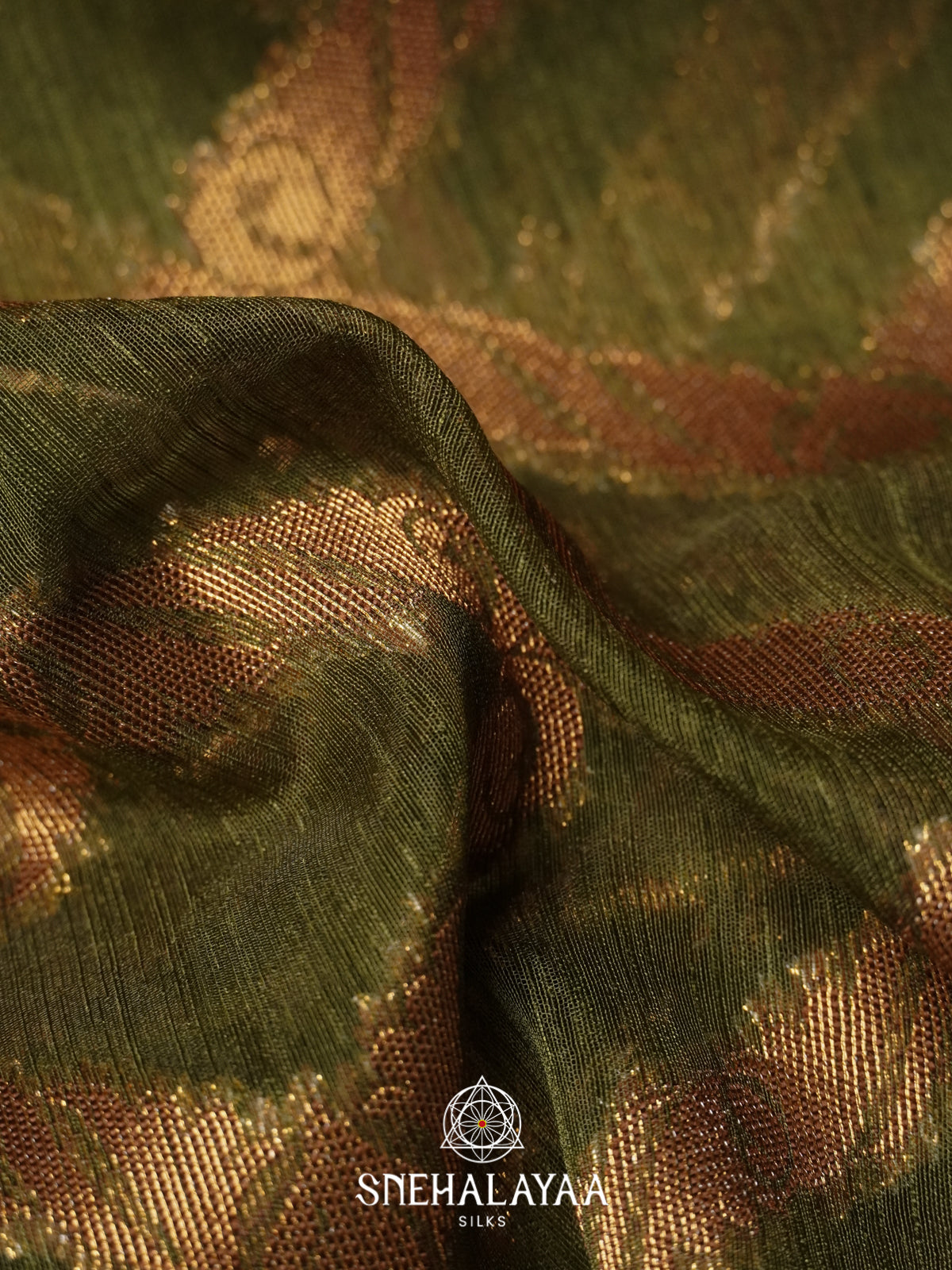 Olive Green Linen Saree