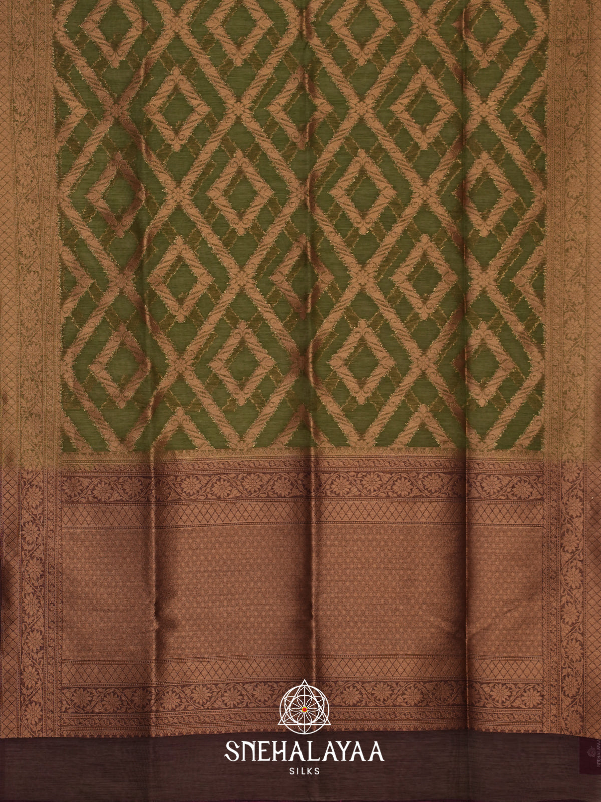 Olive Green Linen Saree
