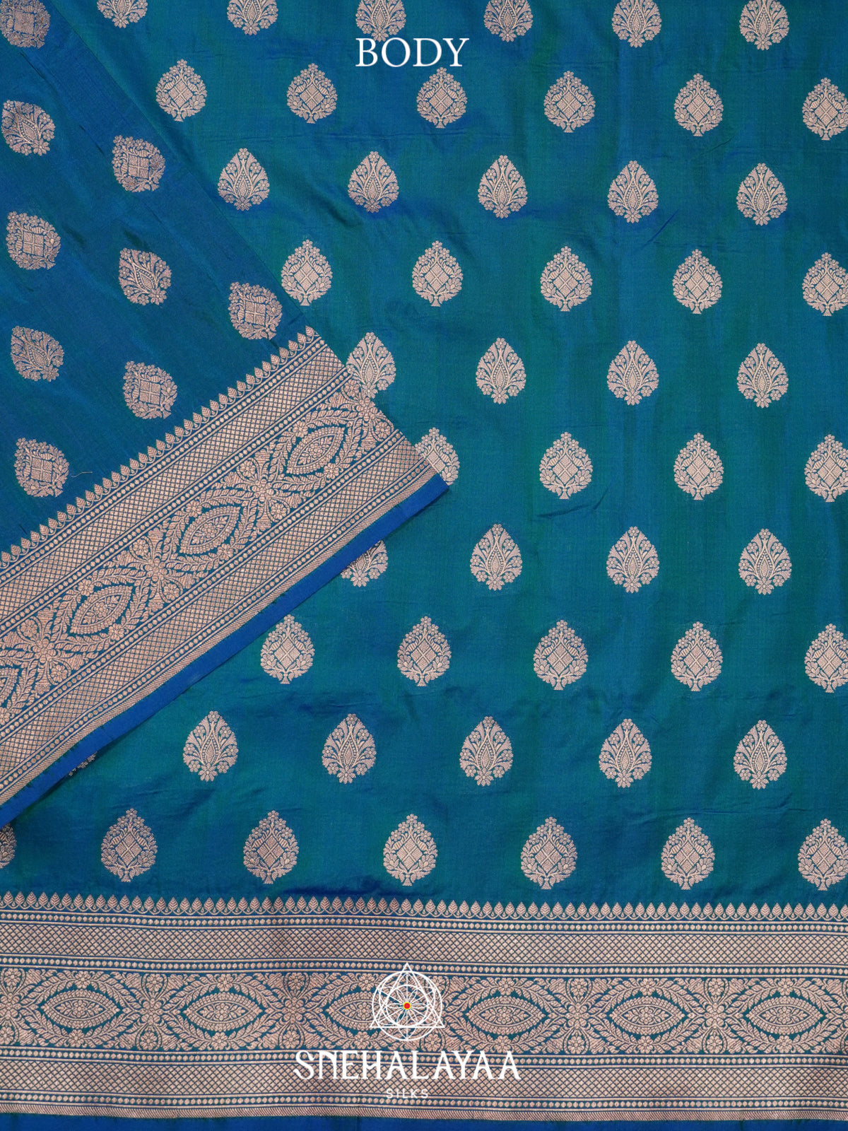 Peacock Blue Banarasi Silk Saree