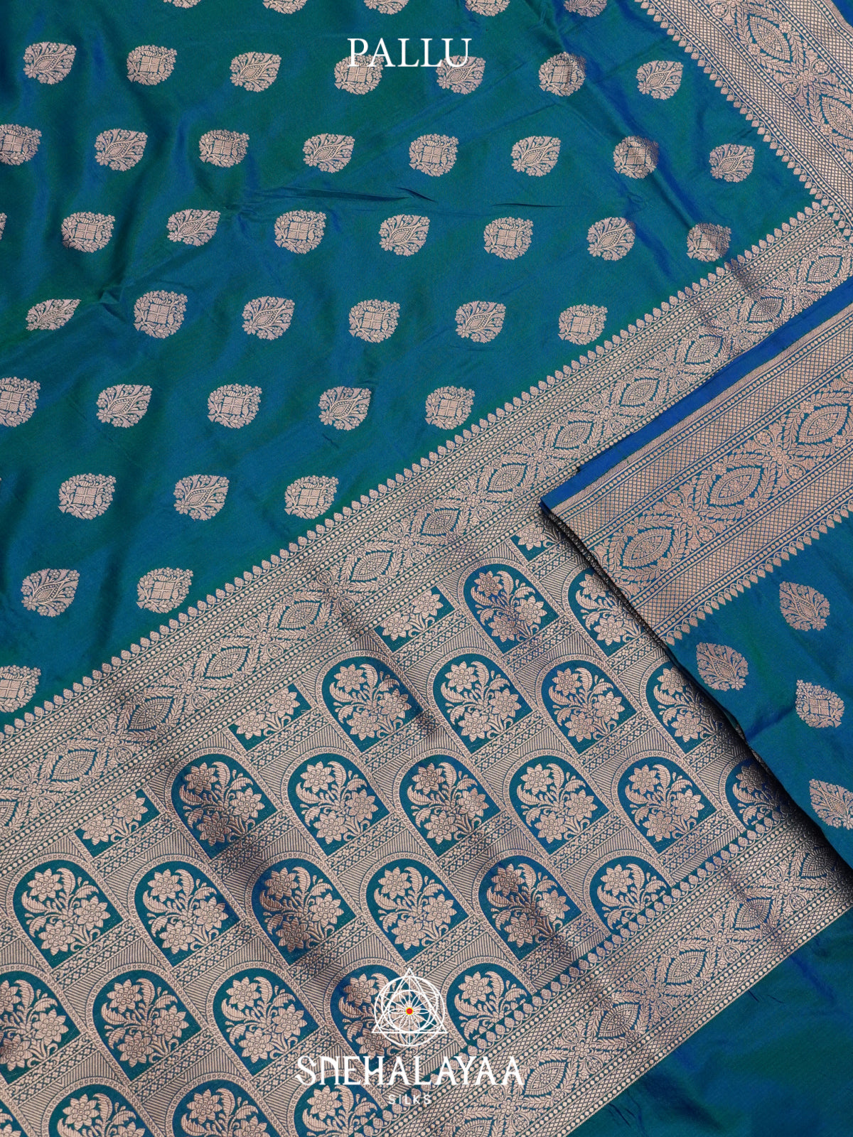 Peacock Blue Banarasi Silk Saree